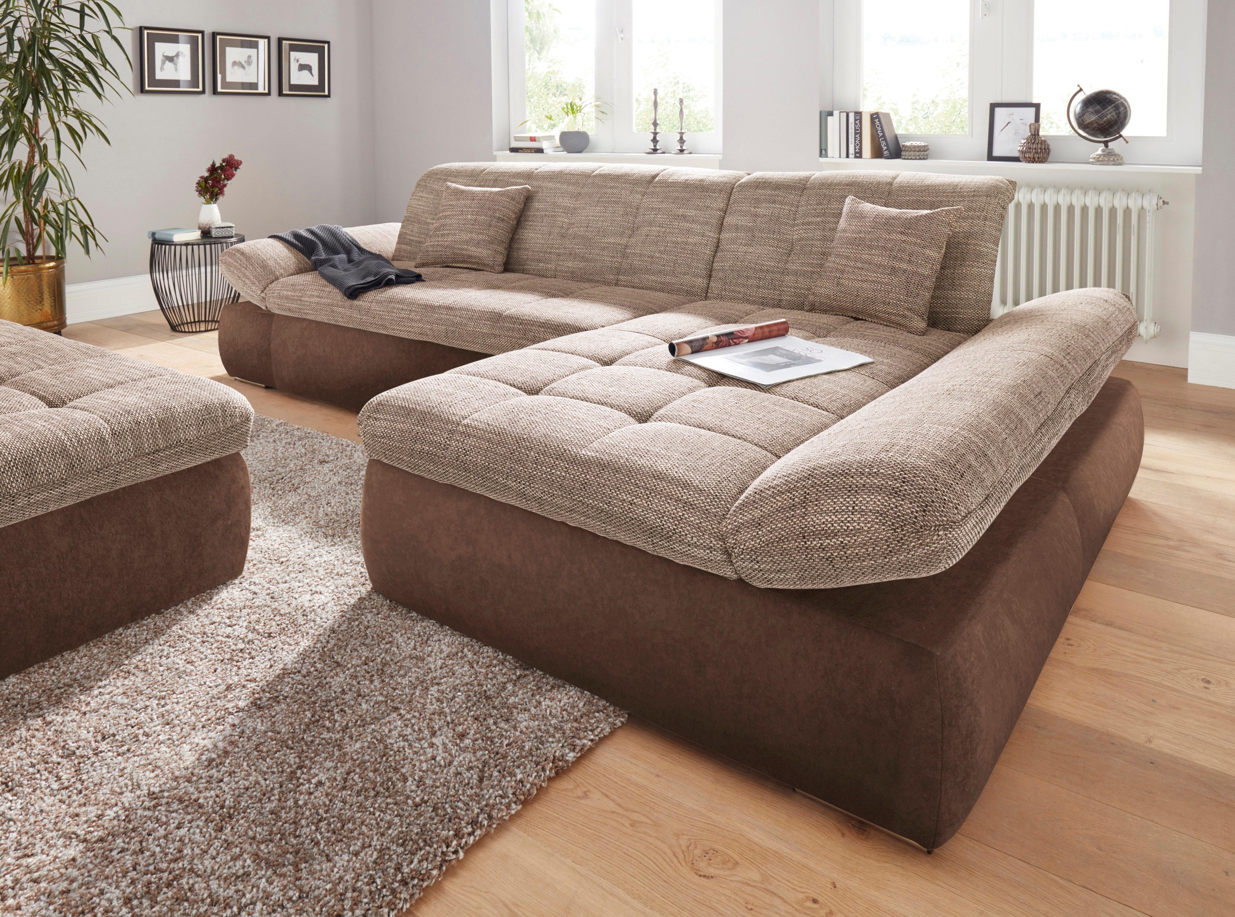 DOMO collection Ecksofa »PB Moric wahlweise mit Bettfunktion + Armteilverstellung, L-Form«, im XXL-Format, B/T/H:300/172/80 cm, feine Steppung