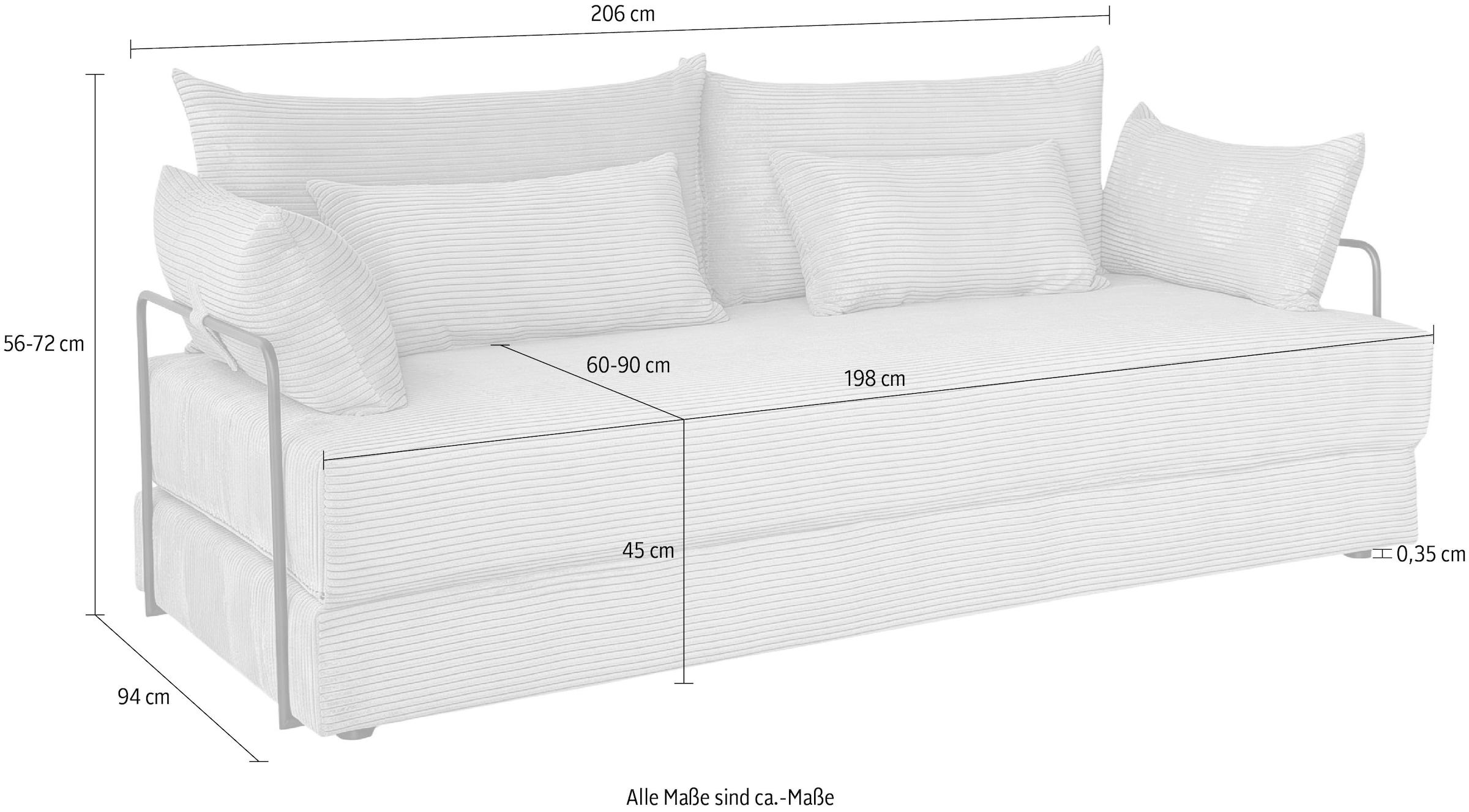 OTTO home Schlafsofa »Benny, Gästebett 181x198 cm, in 2 Qualitäten mit Zierkissen« CLASSIC - Bonnellfedern - ideal als Gästebett