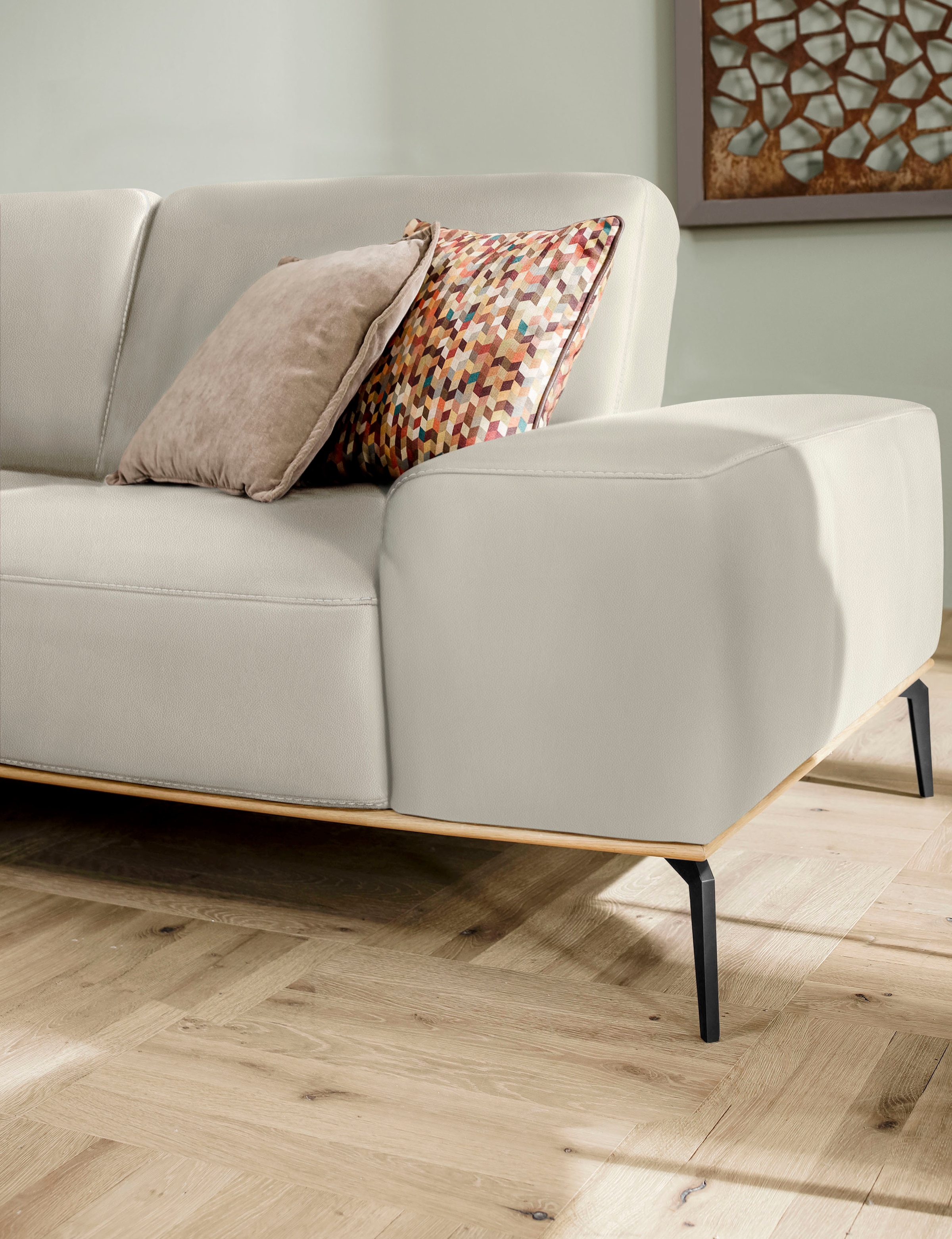 W.SCHILLIG Ecksofa »run, Designsofa mit tollem Sitzkomfort, bequem, L-Form«, mit Holzsockel, Füße in Schwarz pulverbeschichtet, Breite 319 cm