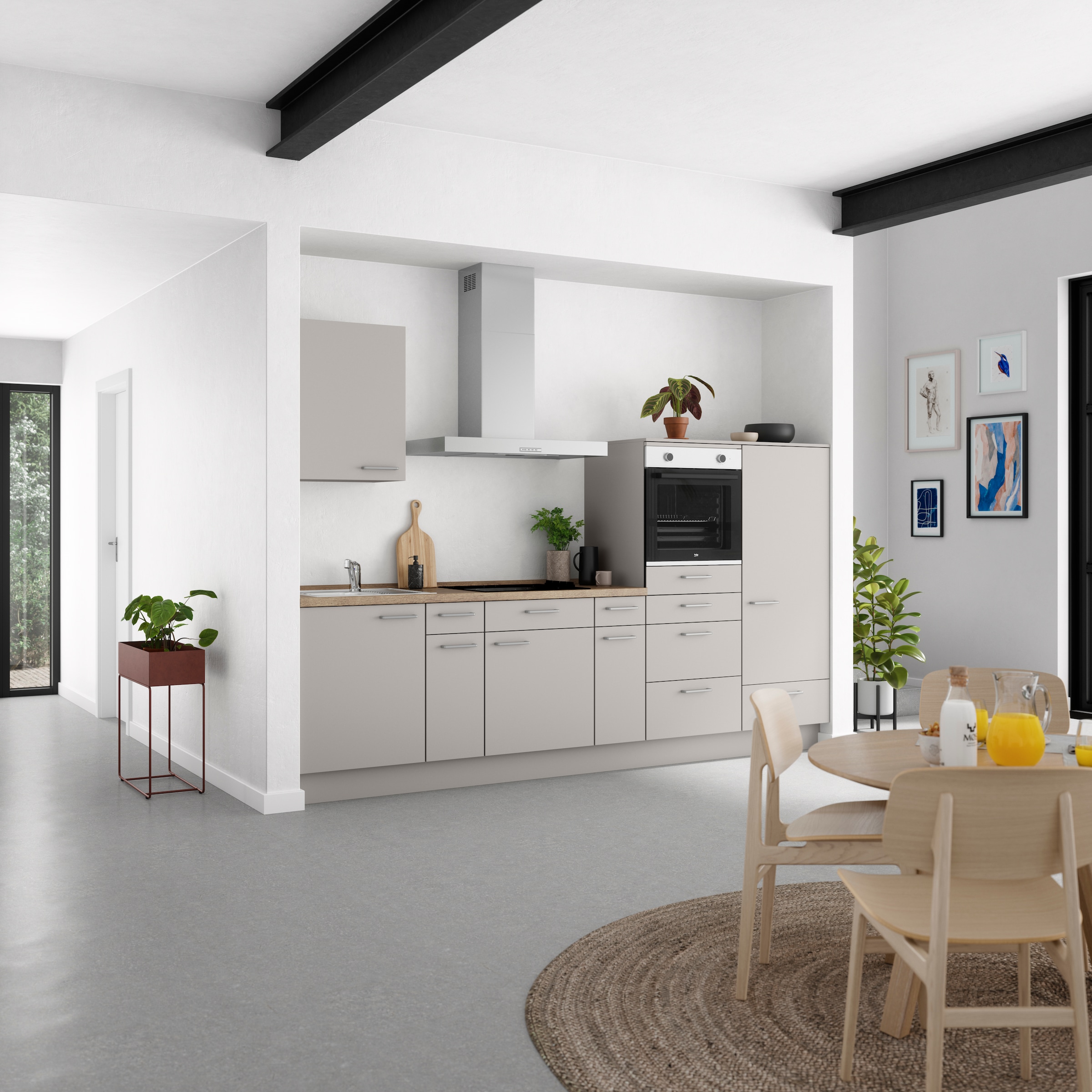 nobilia® Küchenzeile »"Touch I", NEU: individuell anpassbar mit gratis Profi-Beratung« vormontiert, Breite 300 cm, Ausrichtung wählbar, wahlw. mit E-Geräten