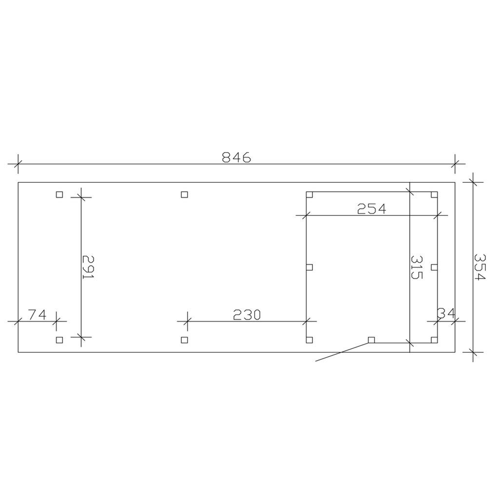 Skanholz Einzelcarport »Emsland«, Leimholz-Nordisches Fichtenholz, 291 cm, hellbraun