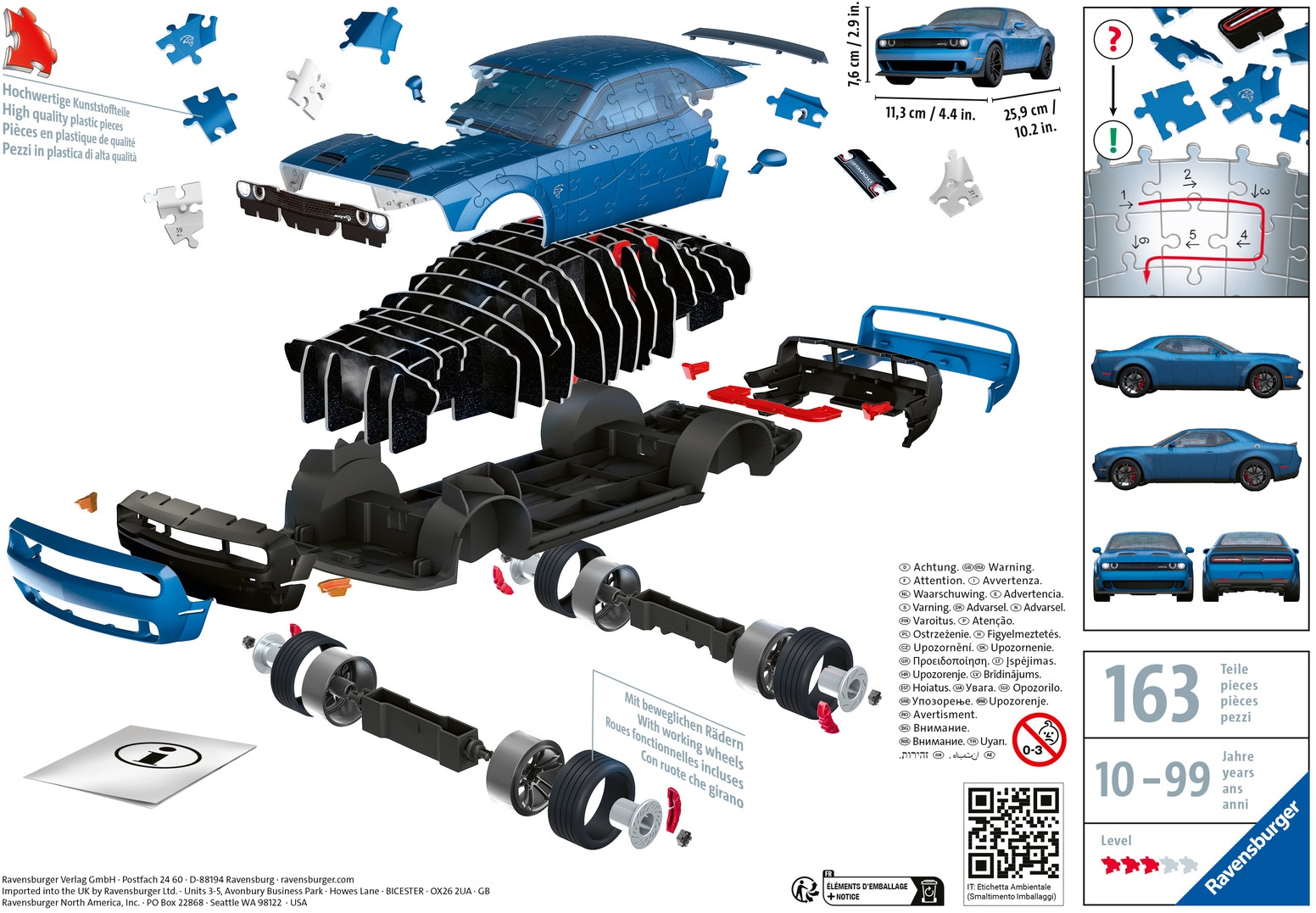 Ravensburger 3D-Puzzle »Dodge Challenger SRT Hellcat Redeye Widebody«, (163 tlg.), Made in Europe, FSC® - schützt Wald - weltweit