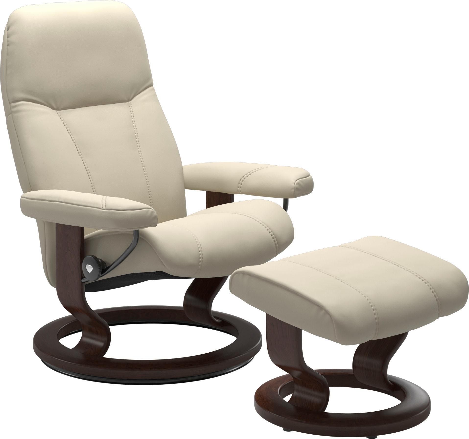 Stressless® Relaxsessel »Consul«, (Set, Relaxsessel mit Hocker), mit Hocker, mit Classic Base, Größe S, Gestell Braun