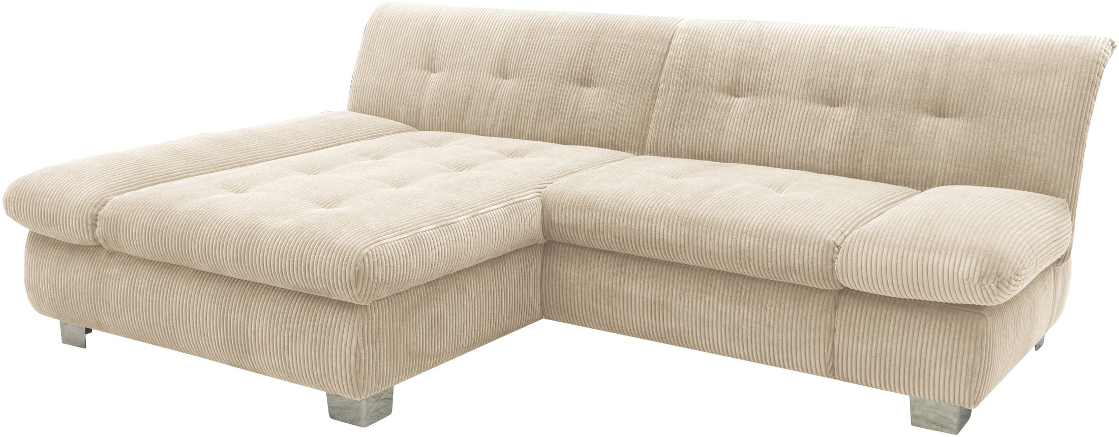 DOMO collection Ecksofa »100031 kompakte Stellmaße, komfortabel und bequem, L-Form«, wahlweise mit Bettfunktion und Armteilverstellung. Breite 234cm