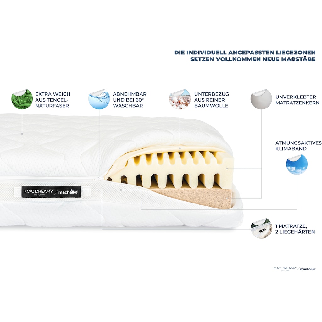 machalke® Kaltschaummatratze »Mac Dreamy de Luxe«, 20 cm cm hoch, Raumgewicht: 70 kg/m³, (1 St.), Premium Matratze in verschiedenen Größen, luxuriöse Wendematratze