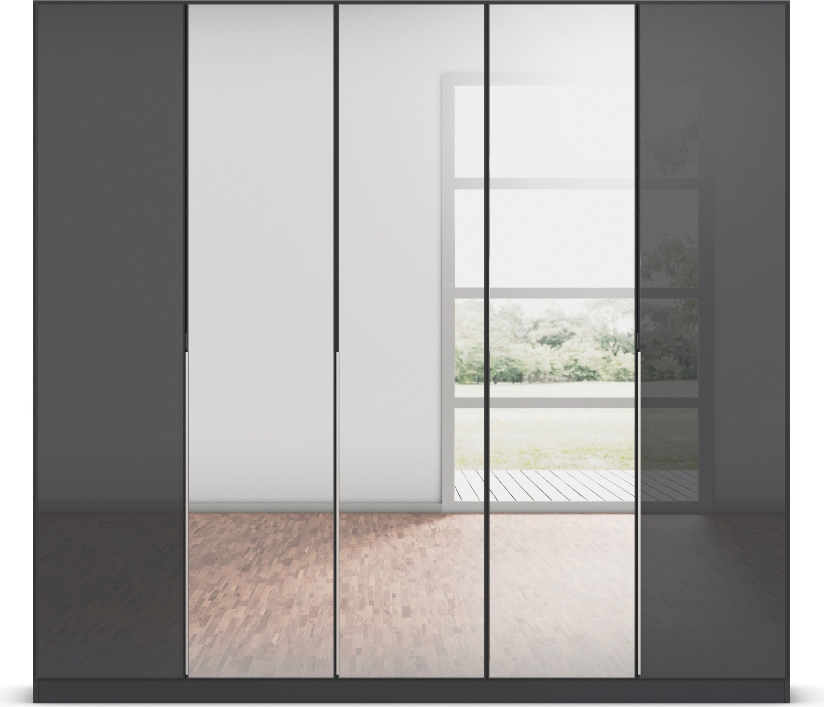 rauch Drehtürenschrank »Kleiderschrank Kleiderschränke Schrank Garderobe AGORDO mit Glasfront«, (in zwei Griff-Farben), durchdachte Innenausstattung, in 6 Breiten und 2 Höhen MADE IN GERMANY