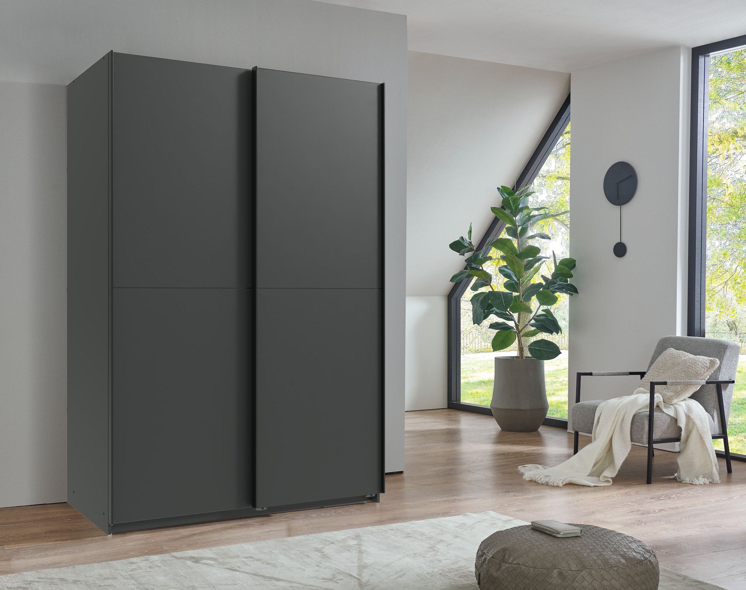 Wimex Kleiderschrank »Mugano, B/T/H 135 oder 180/65/198cm, Made in Germany«, (wähle Deine Ausstattung: Basic oder Premium!), 2 Schwebetüren mit oder ohne Spiegel, Metallgriffe