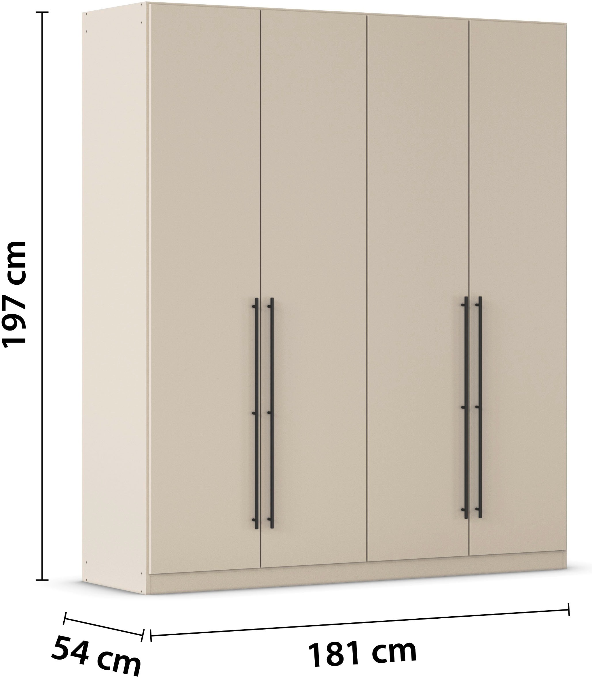 rauch Kleiderschrank »Drehtürenschrank Schrank Garderobe Wäscheschrank Schlafzimmer AVOLA«, (in 3 verschiedenen Ausstattungen BASIC/CLASSIC/PREMIUM), mit hochwertigen Stangengriffen in Schwarz aus Metall MADE IN GERMANY