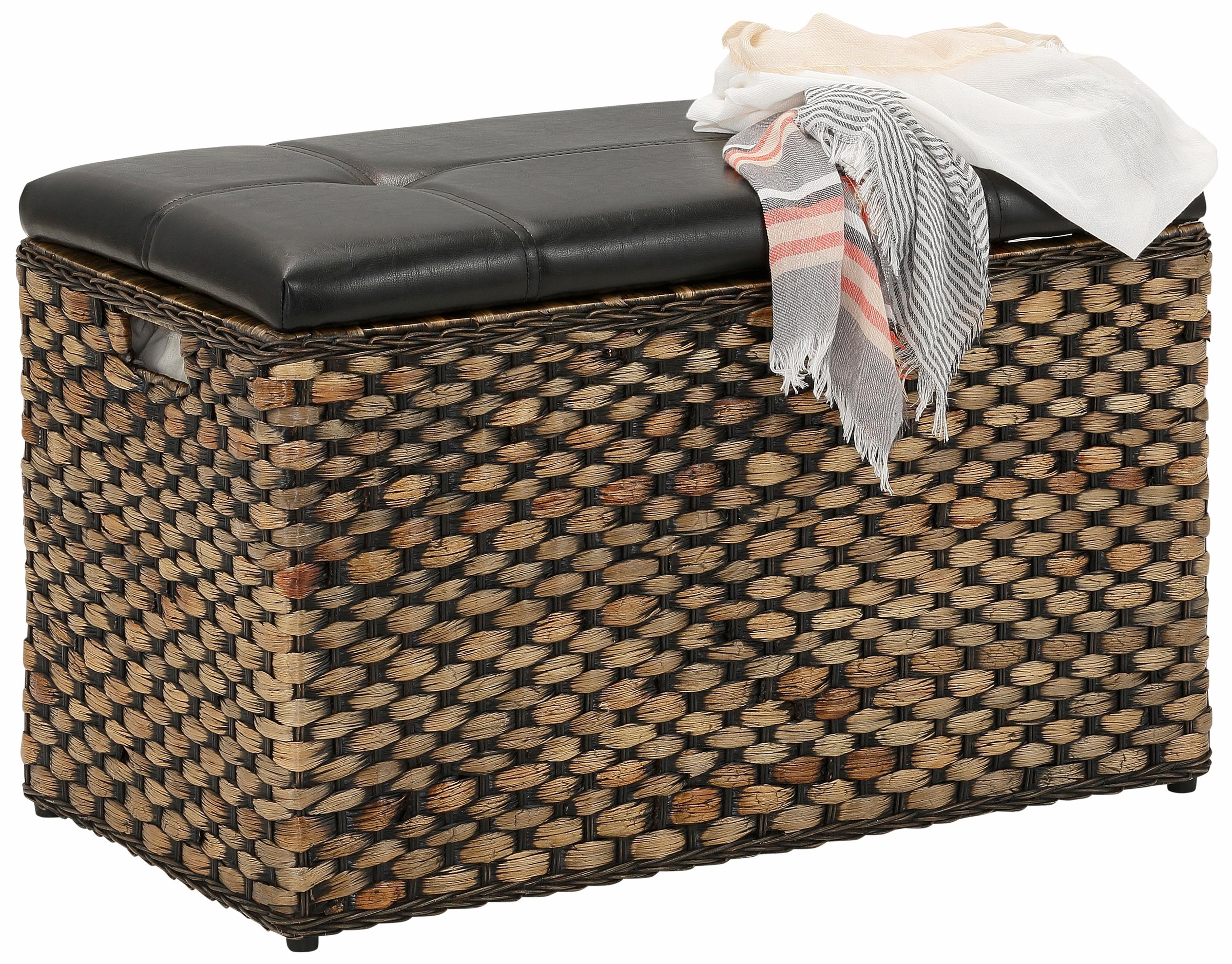 HOME AFFAIRE Sitztruhe »Wittfield« aus geflochtenem Rattan, mit Stoffeinsatz im Innenfach, Breite 75 cm braun/natur gewischt
