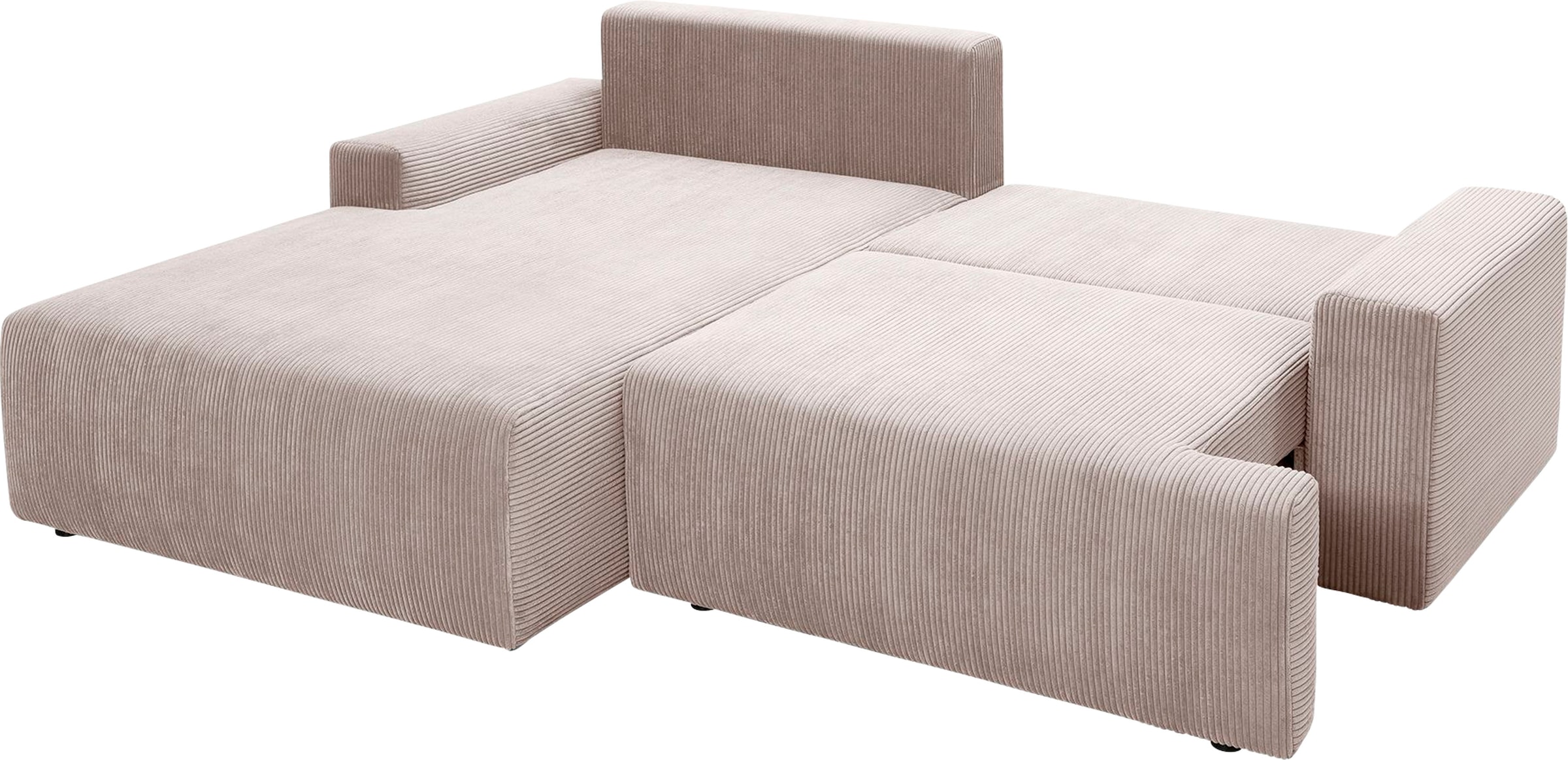 exxpo - sofa fashion Ecksofa »Orinoko, aktuelles Design und hoher Sitzkomfort, L-Form«, inkl. Bettfunktion und Bettkasten, schöne Farben im angesagten Cord