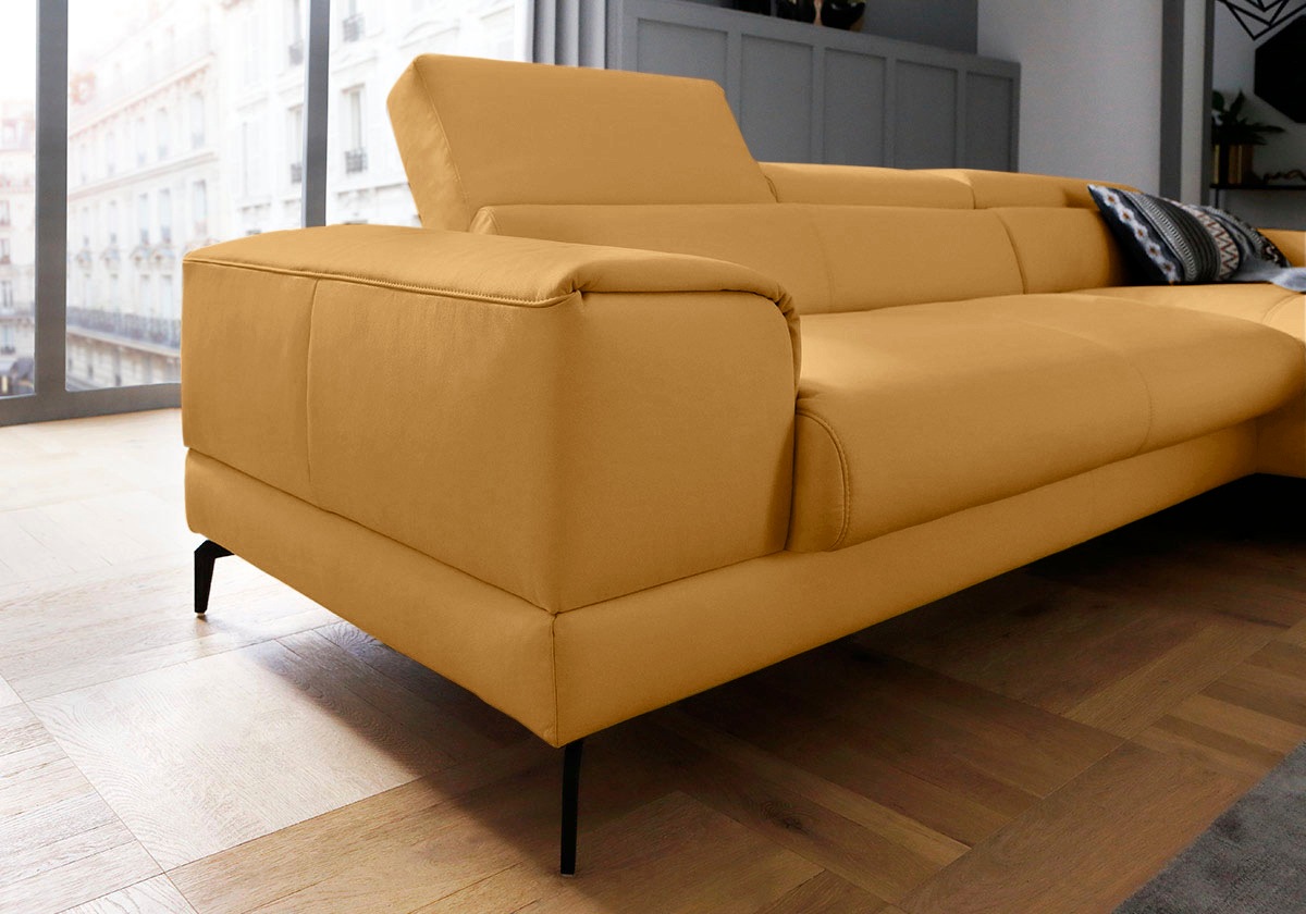 W.SCHILLIG Ecksofa »piedroo, Designsofa mit tollem Sitzkomfort, L-Form«, Kopfteilverstellung, wahlweise mit Sitztiefenverstellung, Breite 303cm