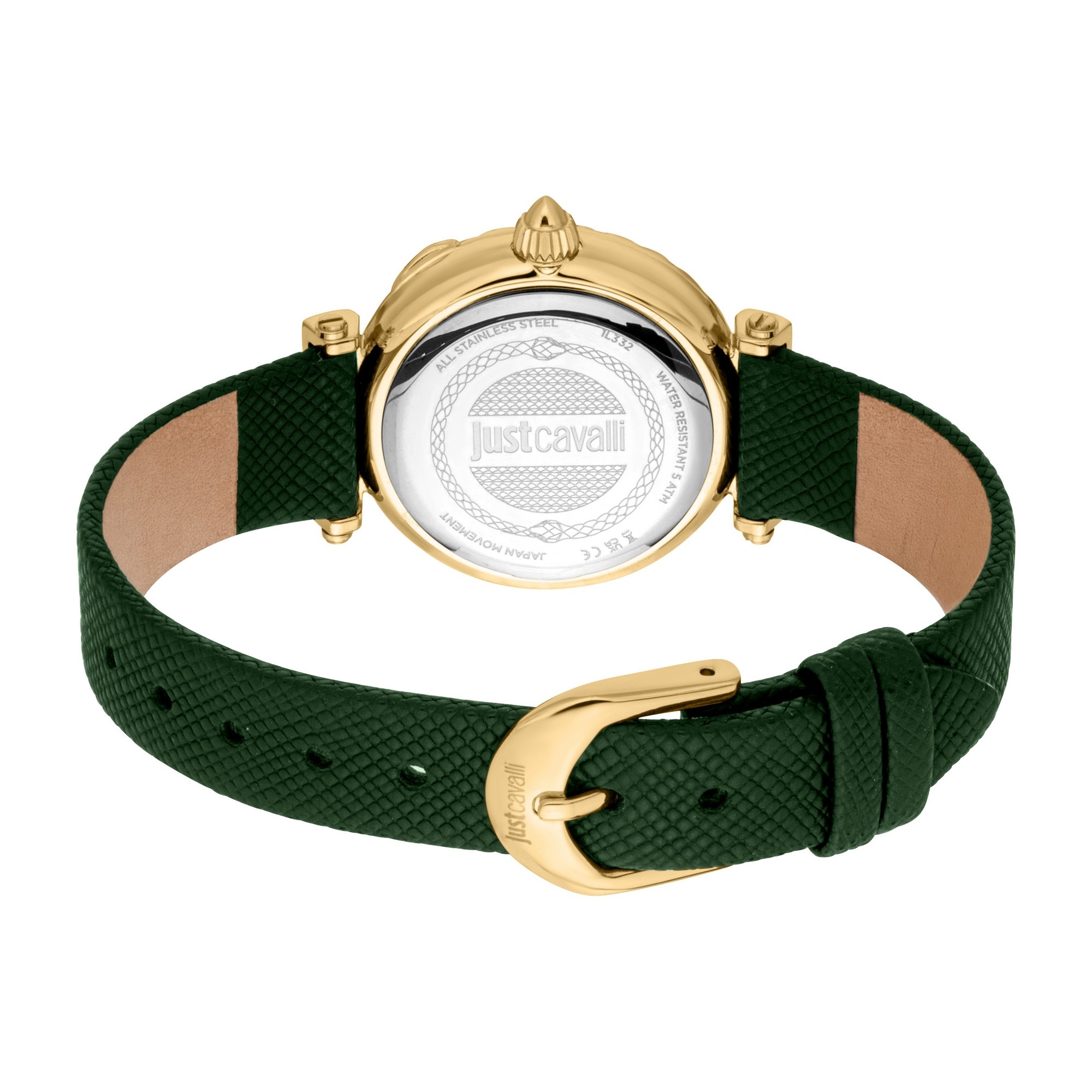 Just Cavalli Time Quarzuhr »Mistero«, Armbanduhr, Damenuhr, Lederarmband, analog, Kristallsteine