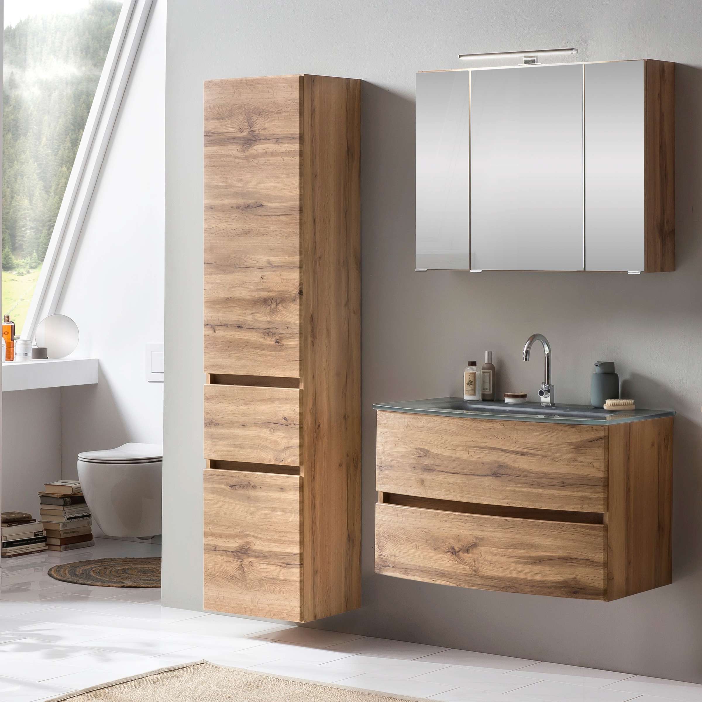 welltime Badezimmer-Set "Kaunas", (Set, 3 St.), bestehend aus Waschtisch-Se günstig online kaufen
