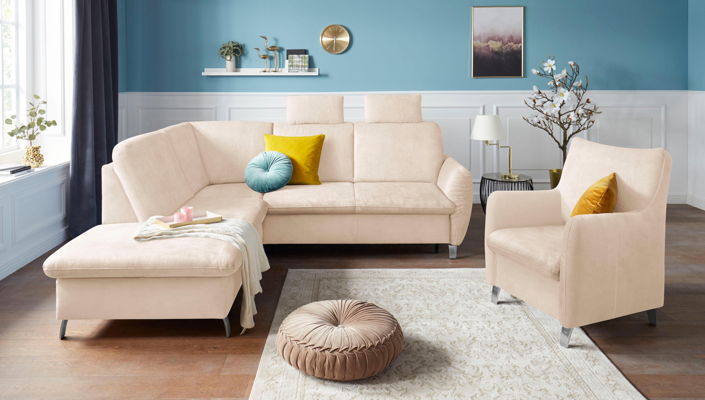 sit&more Ecksofa »Daytona L-Form«, mit Federkern, zwei Kopfstützen und wahl günstig online kaufen