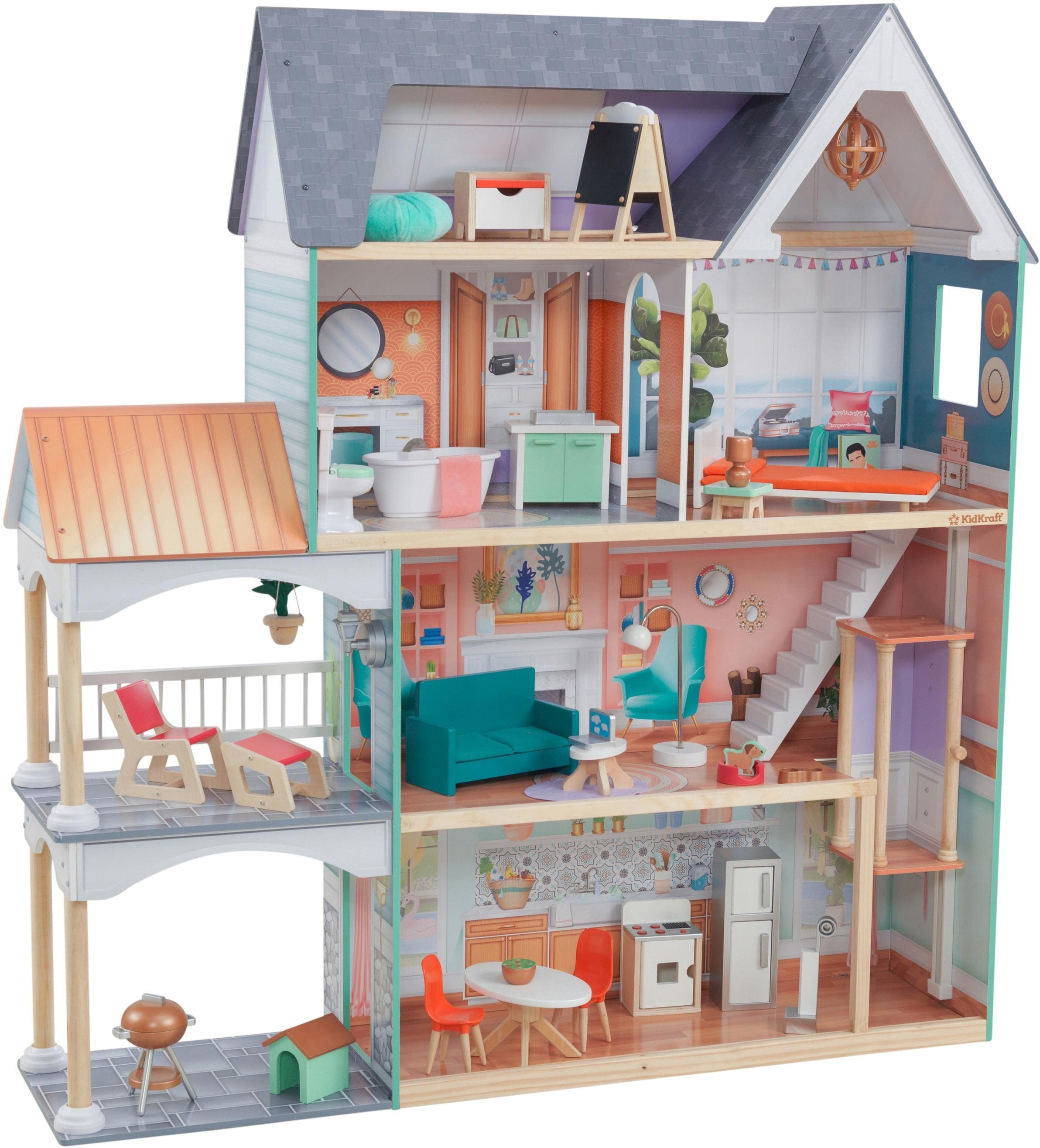 KidKraft® Puppenhaus »Holzspielzeug, Dahlia Mansion«, inklusive Möbel bestellen online