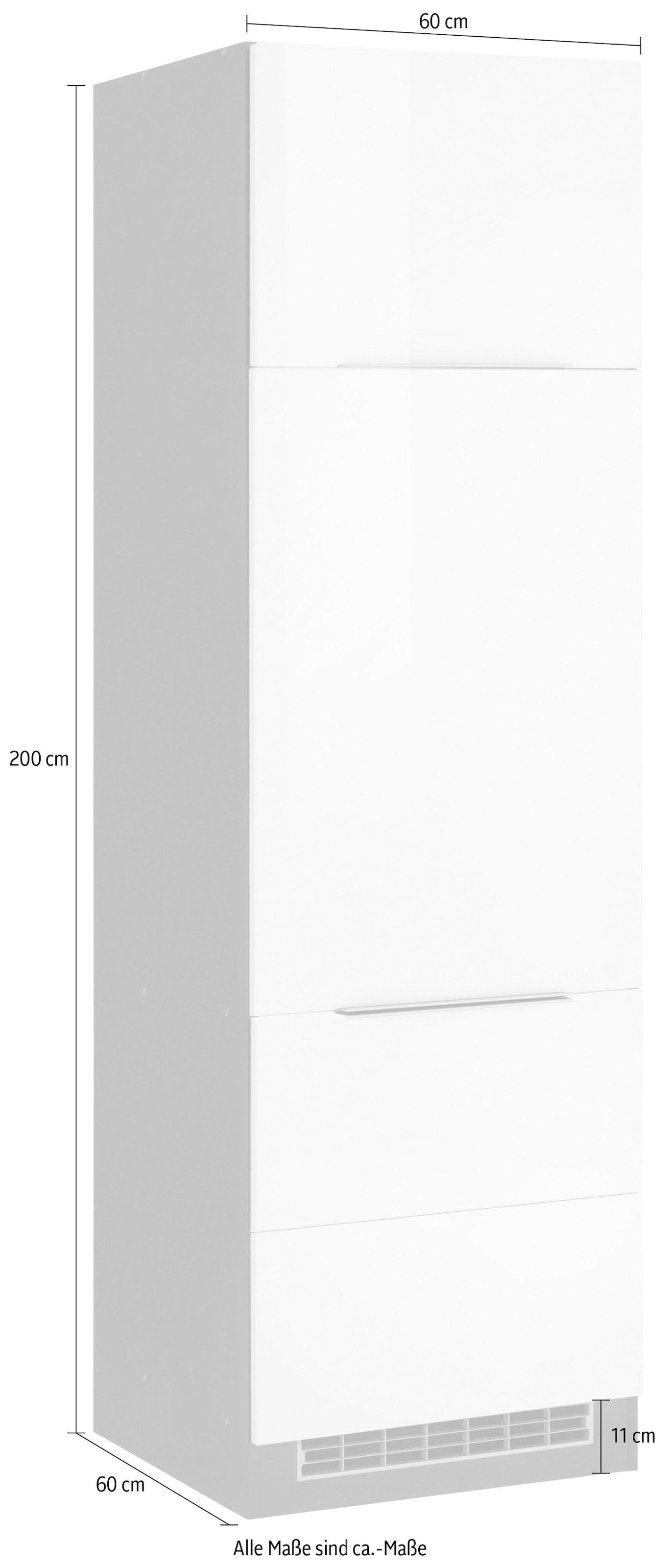 KOCHSTATION Kühlumbauschrank »KS-Brindisi«, 60 cm breit, 200 cm hoch, hochwertige MDF Fronten