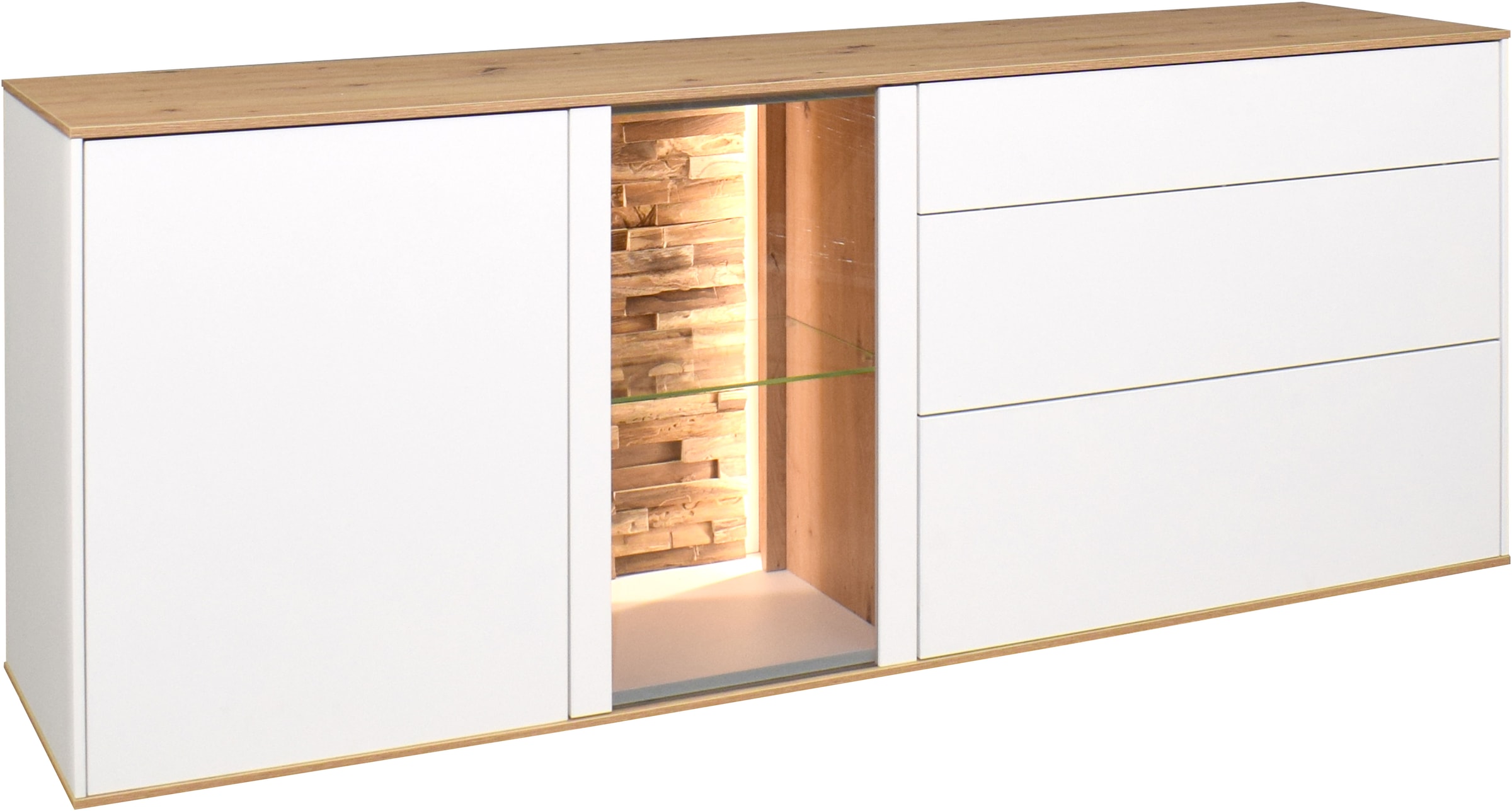 Mäusbacher Lowboard Faro Lowboard B 169 cm, inkl. Beleuchtung, Push to open Funktion