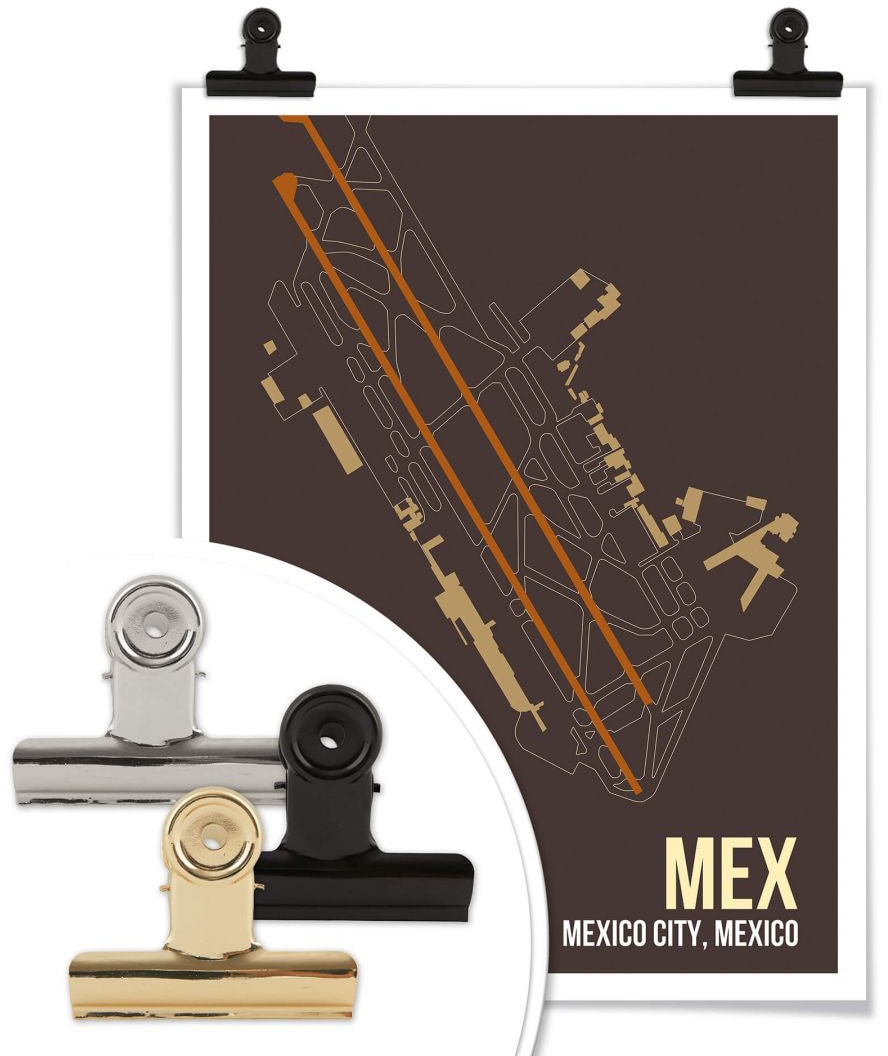Wall-Art Poster »Wandbild MEX Grundriss Mexico City«, Grundriss, (1 St.), Poster ohne Bilderrahmen