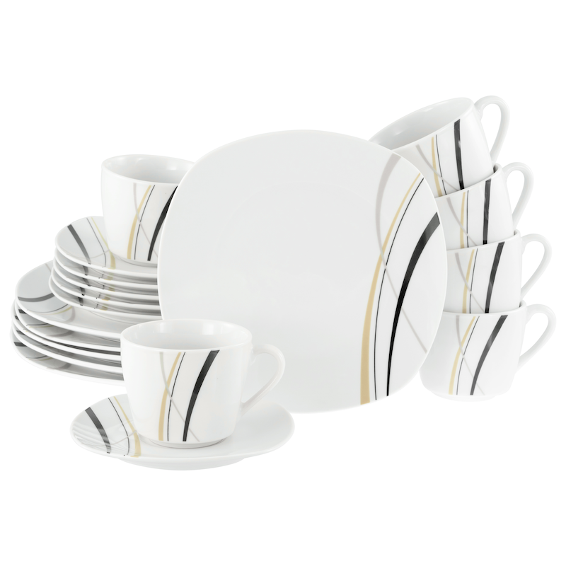 CREATABLE Kaffeeservice »Square City Line, Kaffee-Service 18-tlg« Moderner Urban Style weiß