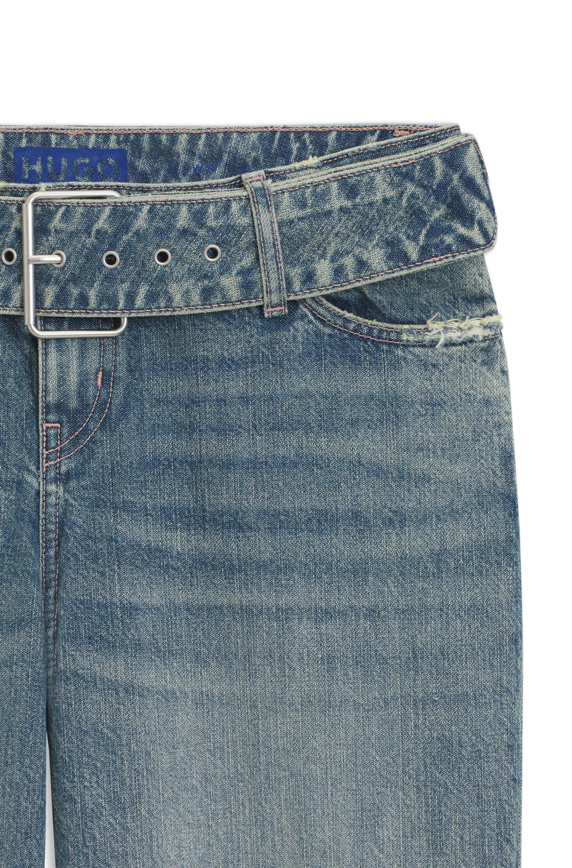 HUGO Blue Low-rise-Jeans »Glory«, mit Denim-Gürtel, Baggy Fit