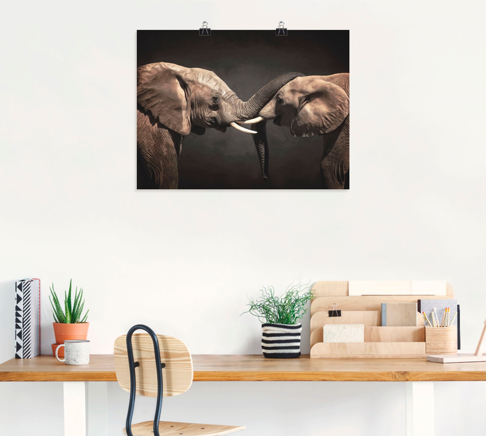 Artland Wandbild »Zwei Elefanten«, Wildtiere, (1 St.), als Leinwandbild, Poster, Wandaufkleber in verschied. Größen