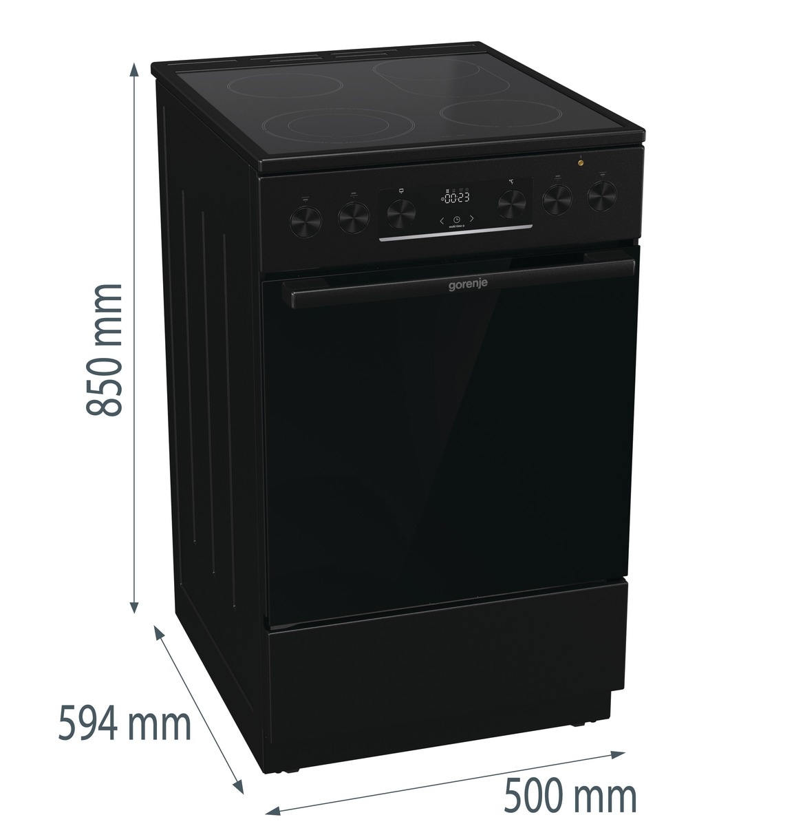 GORENJE Elektro-Standherd »GECS 5C70BPA«, GECS 5C70BPA, mit 2-fach-Teleskopauszug, Aqua Clean, (1 St.), Black Design