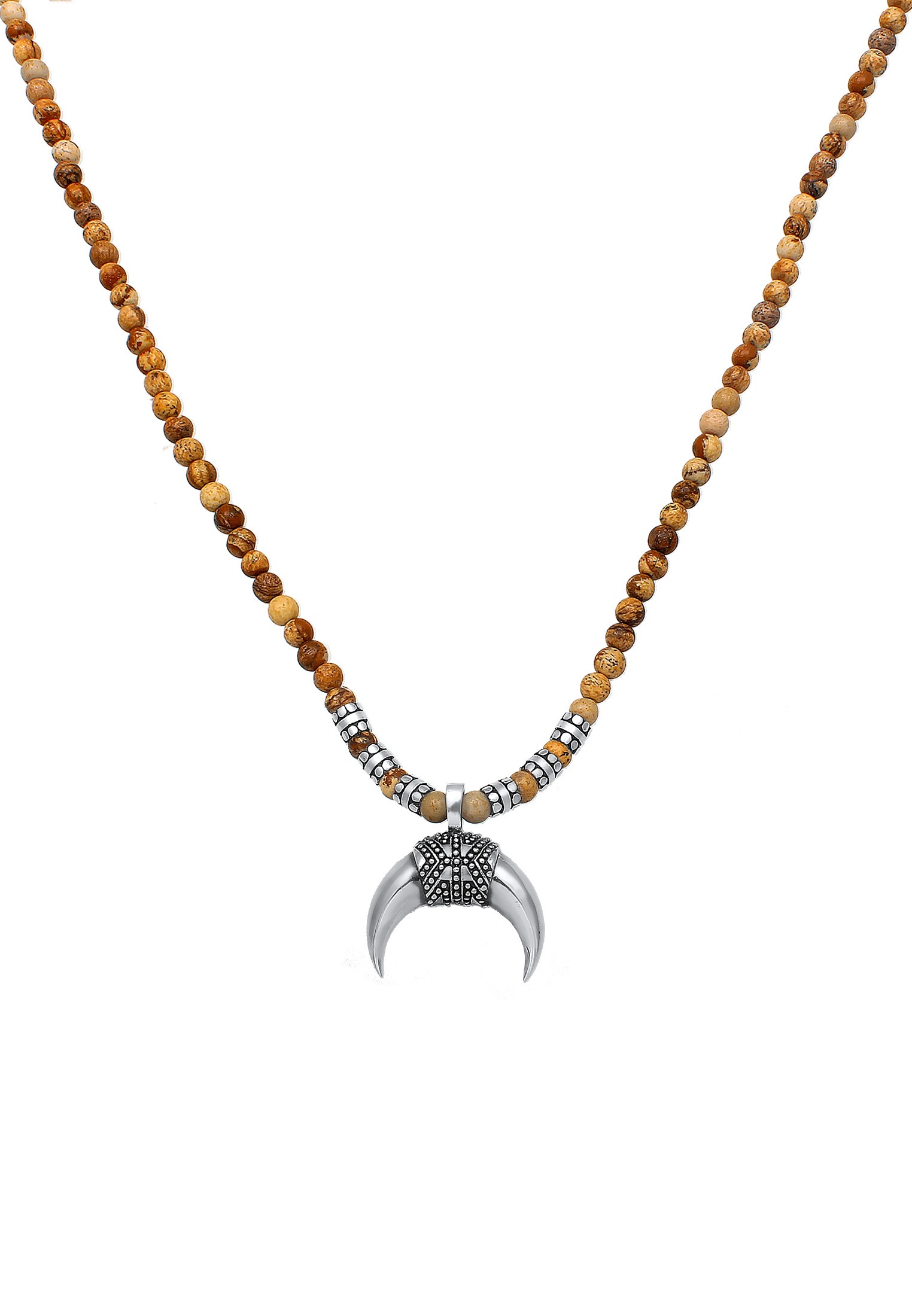 Kuzzoi Kette mit Anhänger »Herren Halbmond Achat Jasper Look 925er Silber«