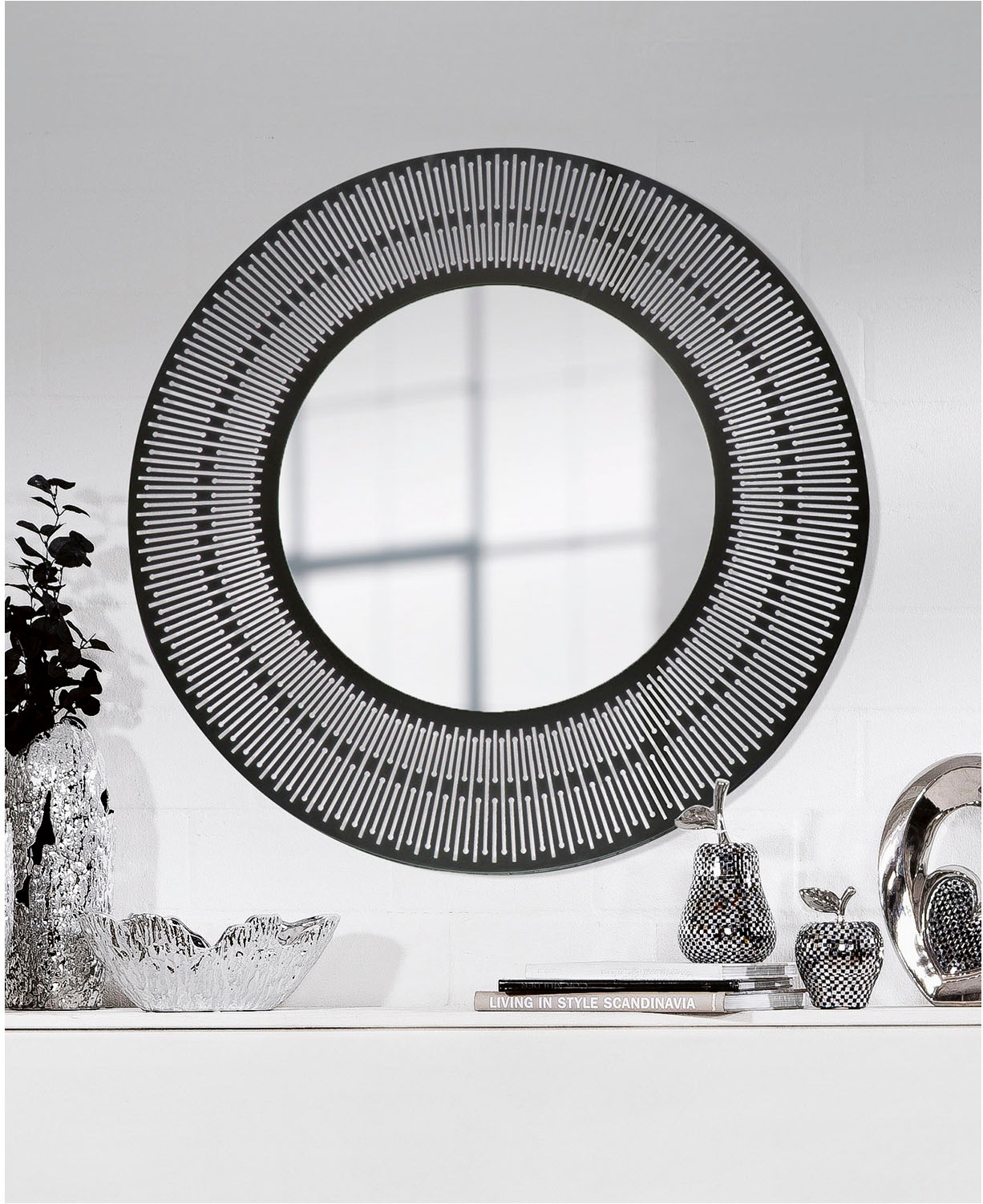 Casablanca by Gilde Wandspiegel »Spiegel rund Como schwarz H. 76 cm«, (1 St günstig online kaufen