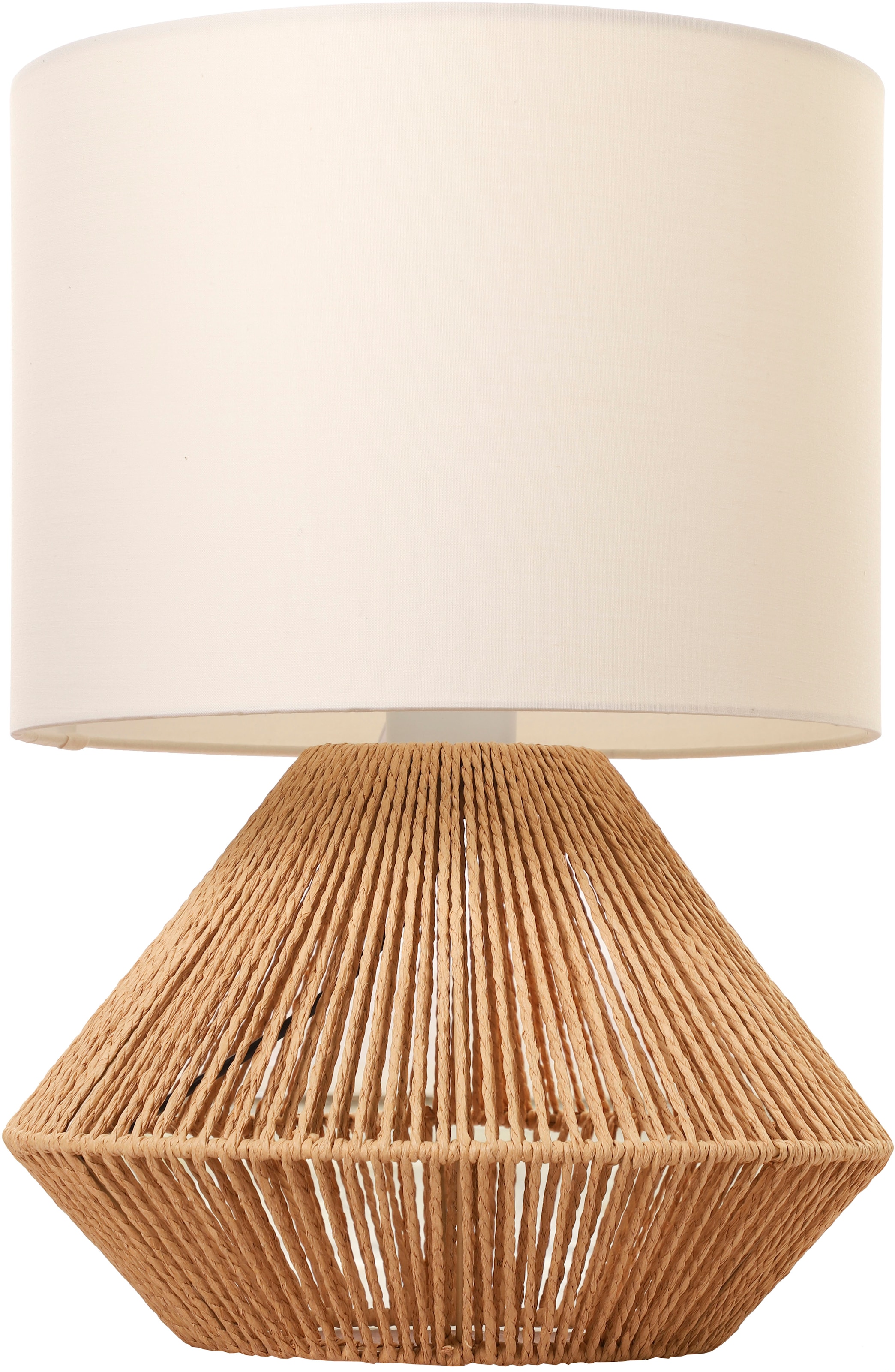 andas Tischleuchte »Hörvik«, 1 flammig, Leuchtmittel E27 | ohne Leuchtmittel, Tischlampe mit Sisal Schnur, Leinenschirm / Stoff - beige, 42 cm hoch