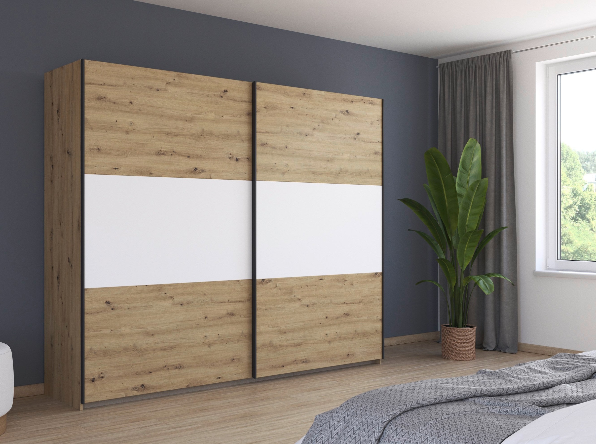 rauch Schwebetürenschrank »Kleiderschrank Schrank Garderobe Garderobenschrank Wäscheschrank NEO«, (in 3 verschiedenen Ausstattungen BASIC/CLASSIC/PREMIUM), mit großzügigem Stauraum und vielfältigen Farbkombinationen