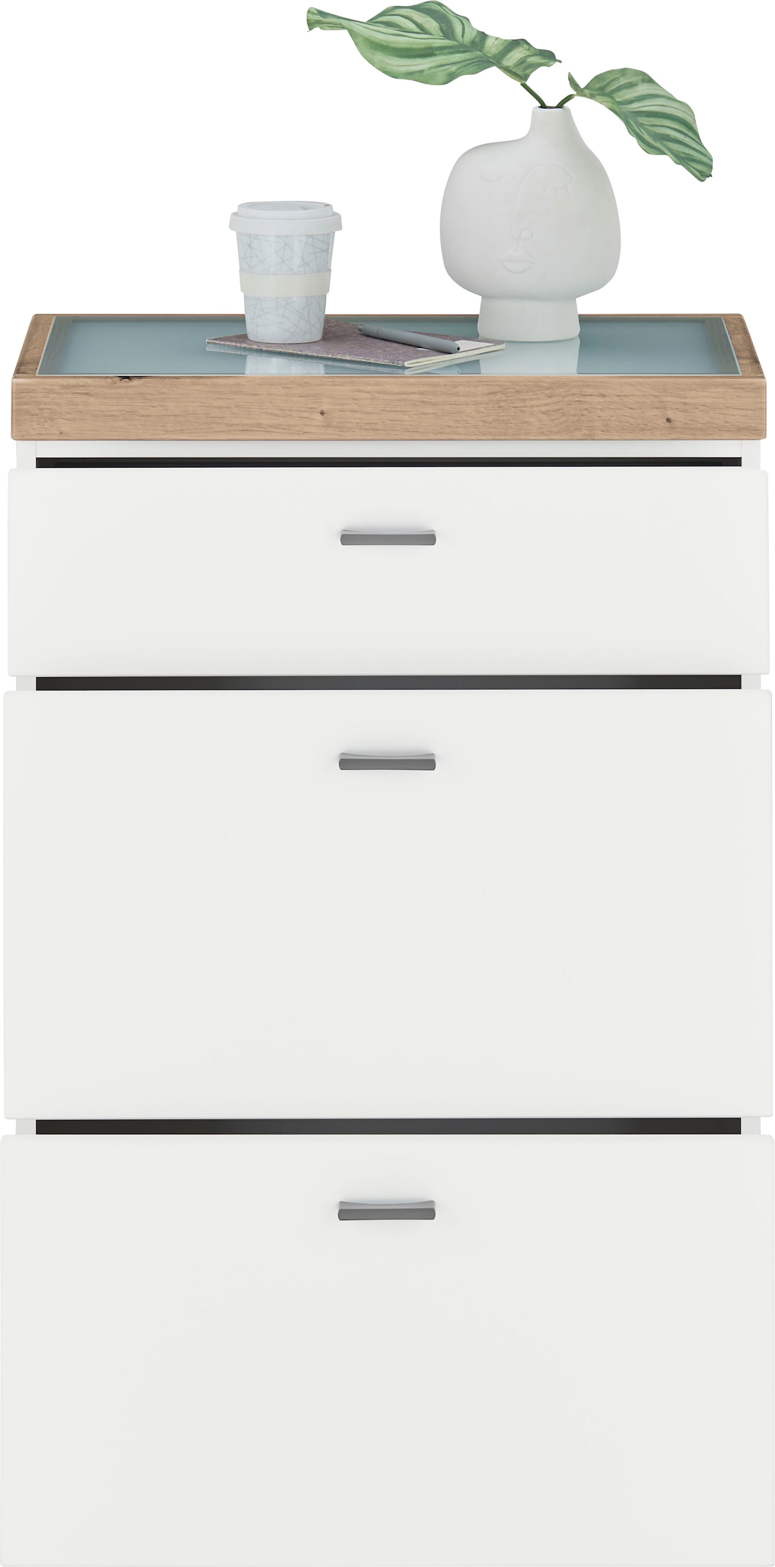 set one by Musterring Highboard »Lancaster Dielen«, inklusive LED-Beleuchtung, in 2 Farben erhältlich, B 61 x H 91 cm