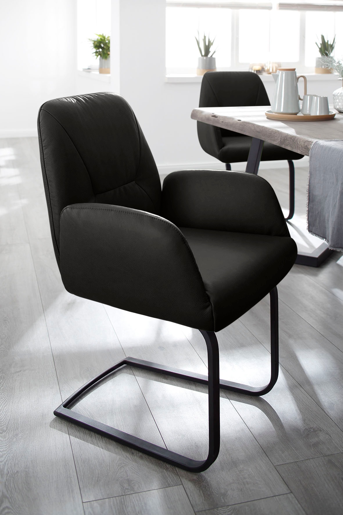 W.SCHILLIG Freischwinger »ole«, (Set), 4 St., Longlife Xtra-Leder Z59, 2er- oder 4er-Set, Gestell in Schwarz pulverbeschichtet
