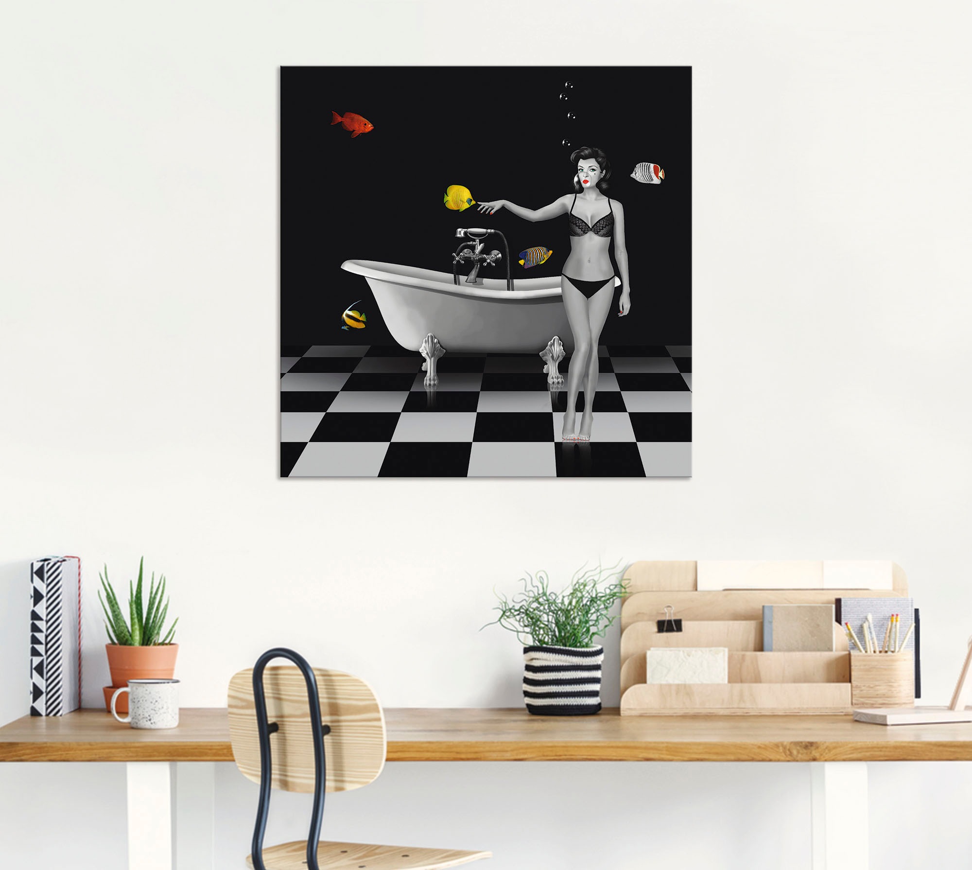 Artland Wandbild »Ein Badezimmer für Fische« Frau 1 Stk. tlg. als Alubild, günstig online kaufen