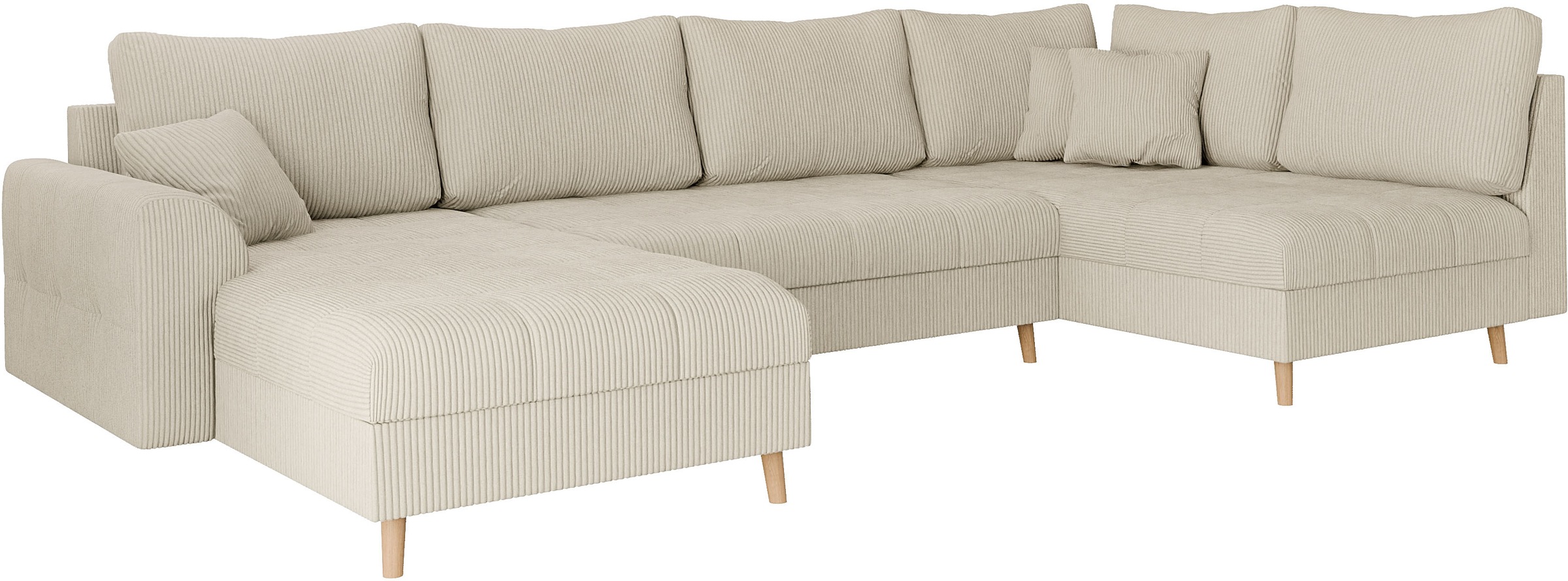 Home affaire Wohnlandschaft »CHARRE U-Form mit Ottomane, Maße B/T/H: 310/161/81 cm«, feine Steppung, lose Rücken- und Zierkissen, auch in Cord und Bouclé