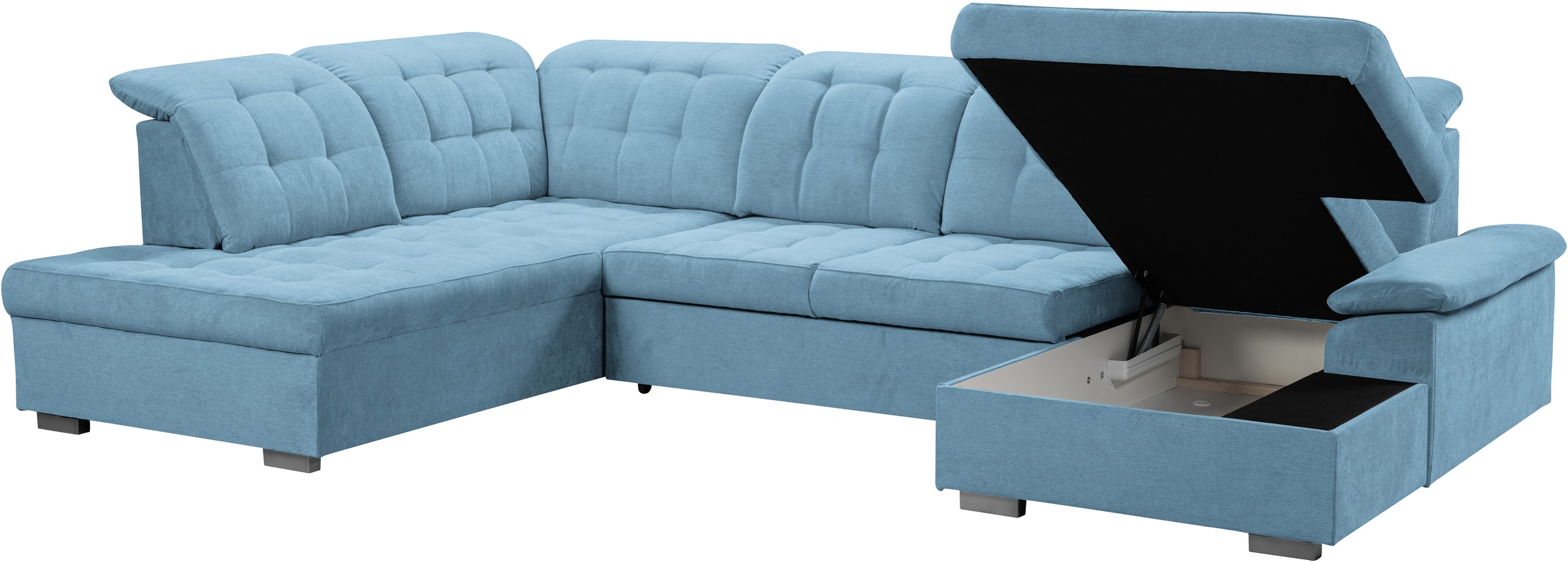 WERK2 Wohnlandschaft »Kordula-New U-Form«, Sofa in U-Form mit Schlaffunktion & Bettkasten, Schlafcouch