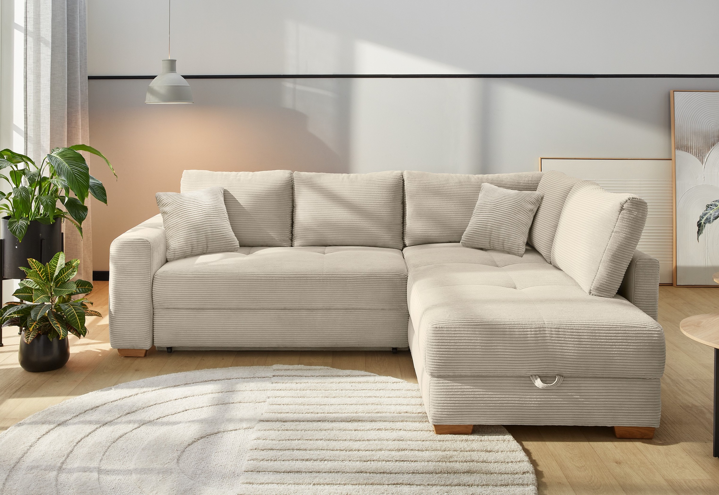 Jockenhöfer Gruppe Ecksofa "Sunset, Dauerschlafsofa mit" Tonnentaschen-Fede günstig online kaufen