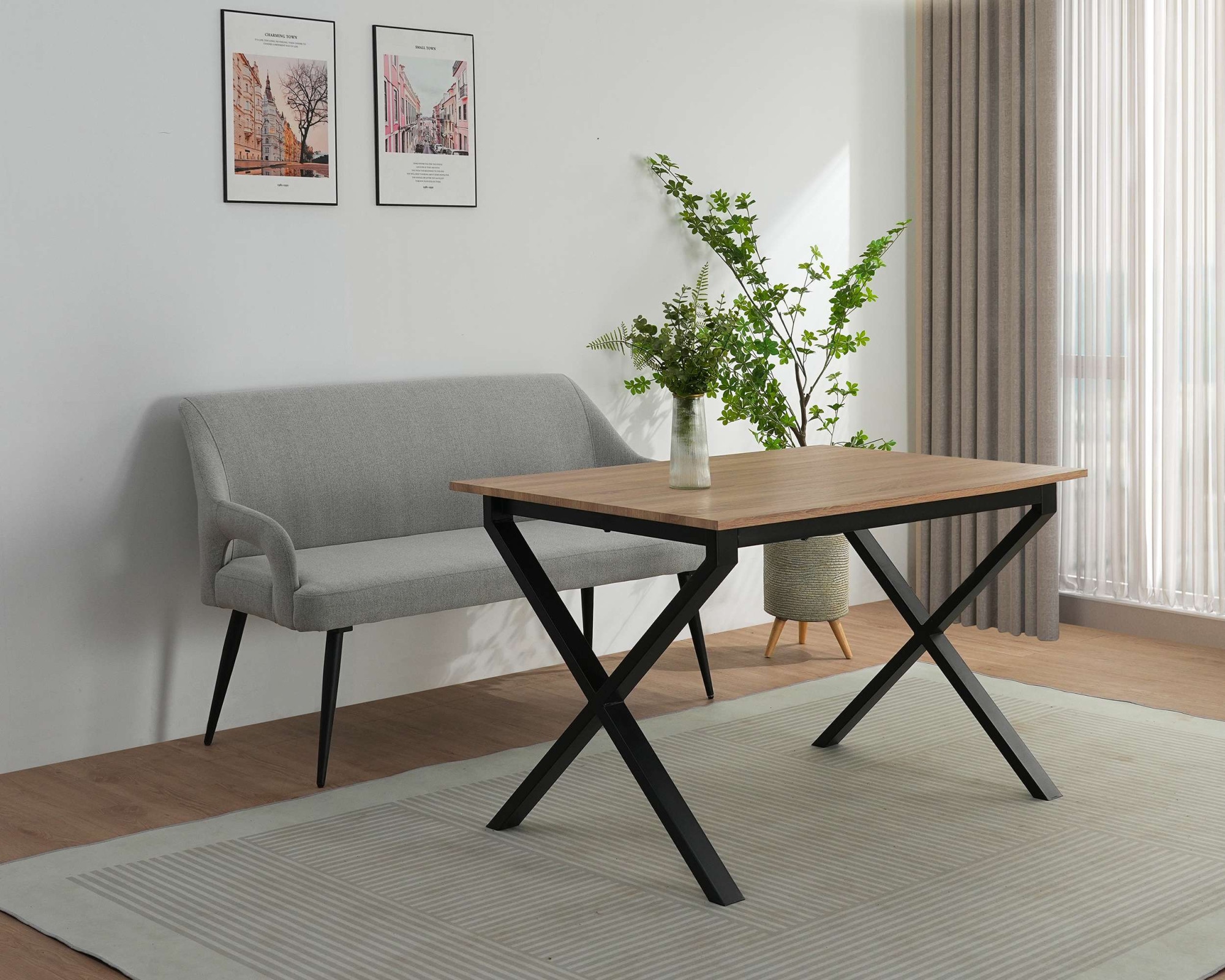 OTTO home Essbank »Darragh« schwarze Metallbeine, pflegeleichter Webstoff Bezug, Breite 140 cm