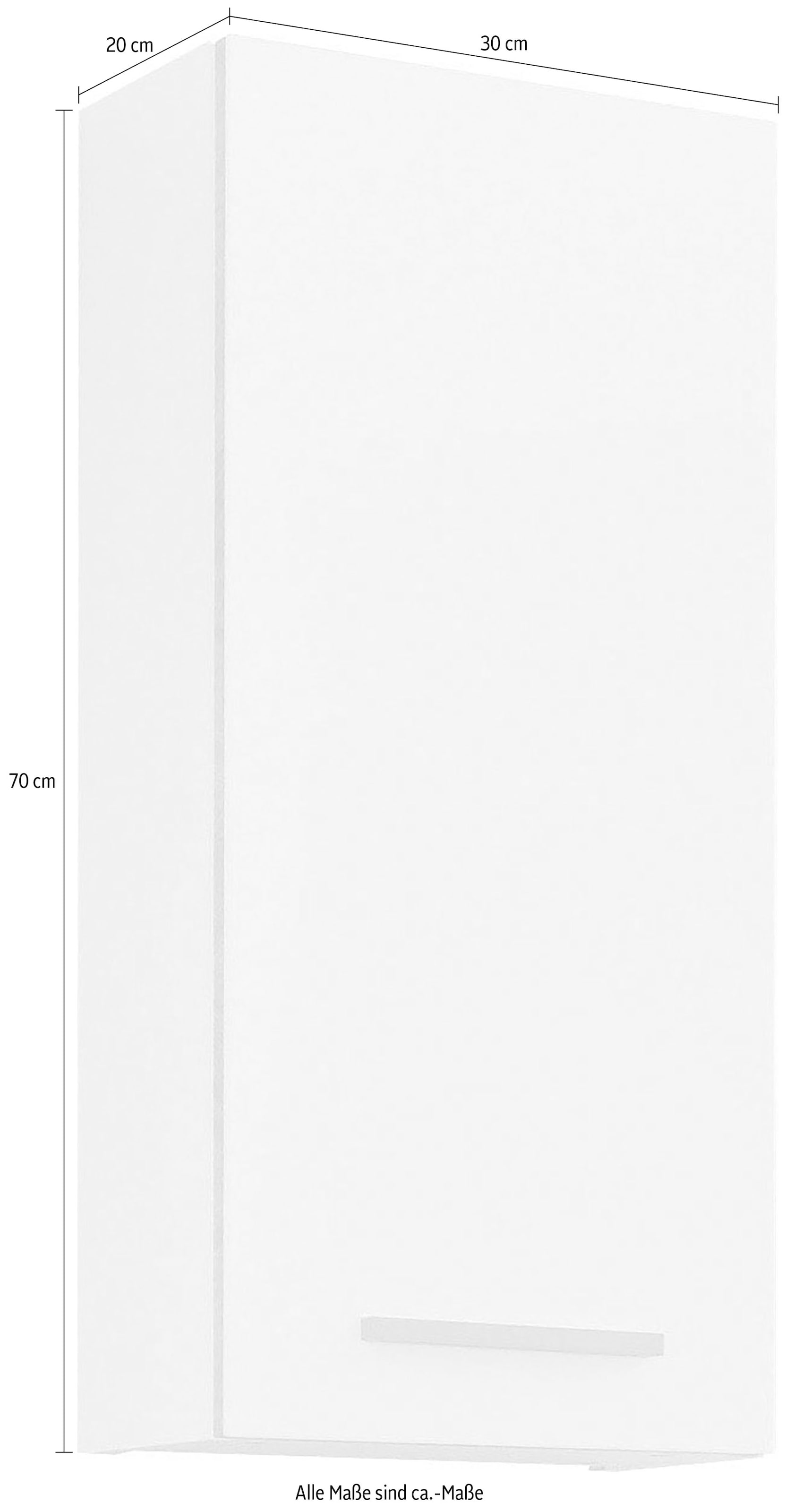 Saphir Hängeschrank »Quickset 931 Wand-Badschrank mit 1 Tür, Weiß Glanz, 30 cm breit«, Badezimmer-Hängeschrank inkl. Türdämpfer, Holzgriff Eiche