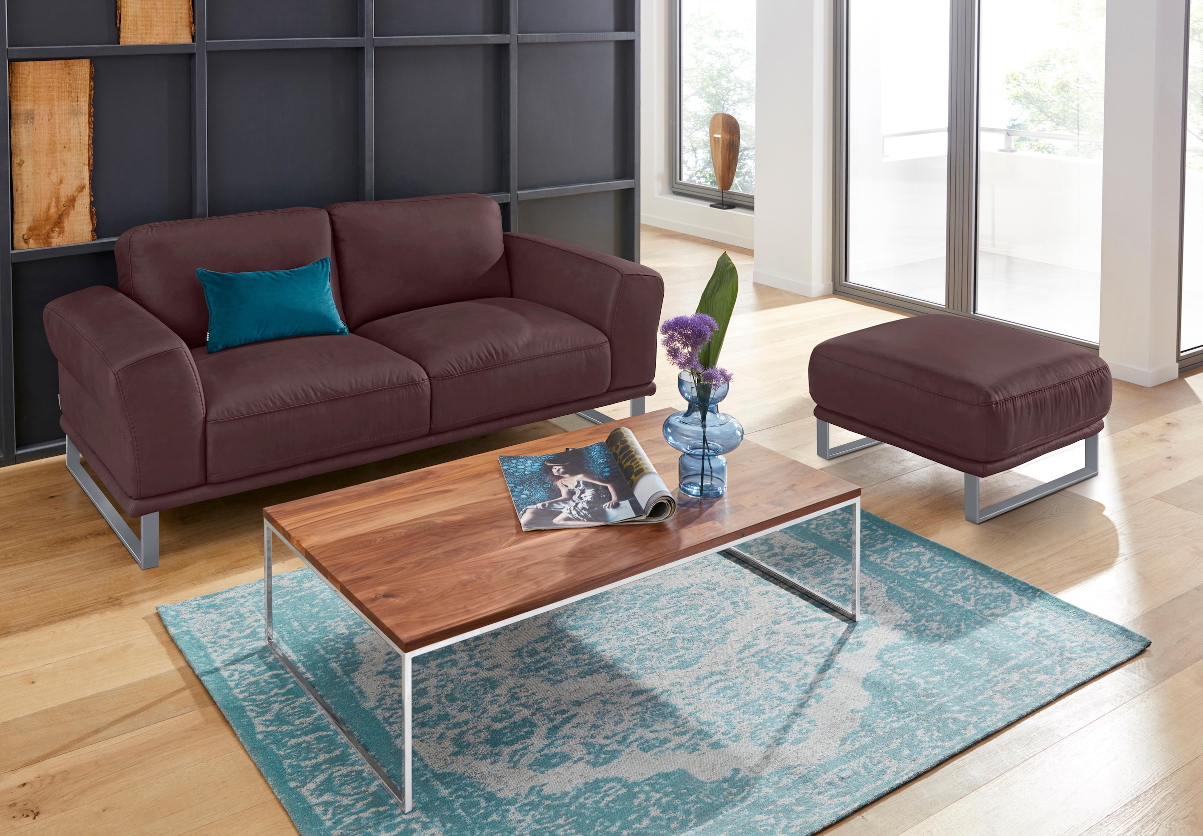 W.SCHILLIG Hocker »montanaa«, mit Metallkufen in Silber matt, Breite 71 cm
