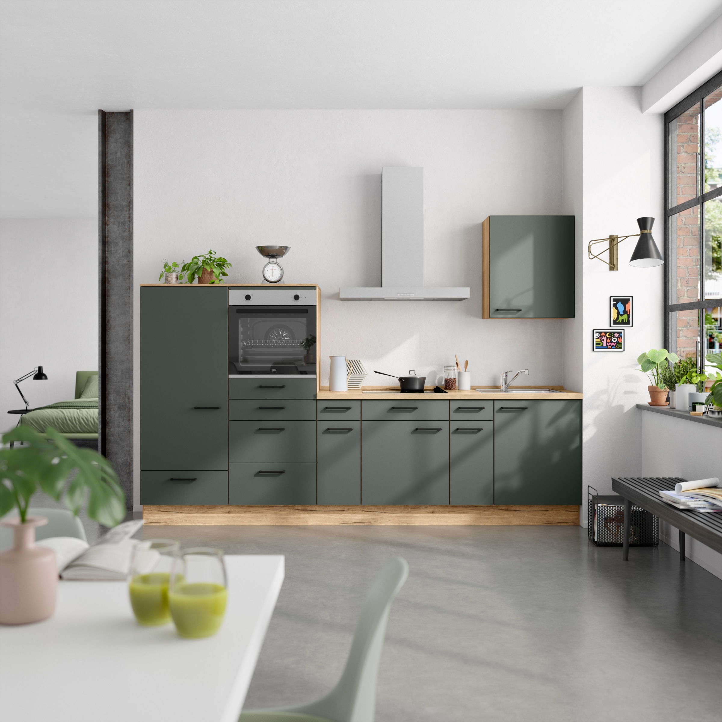 nobilia® Küchenzeile »"Easytouch I"«, vormontiert, Ausrichtung wählbar, Breite 300 cm, wahlw. mit E-Geräten