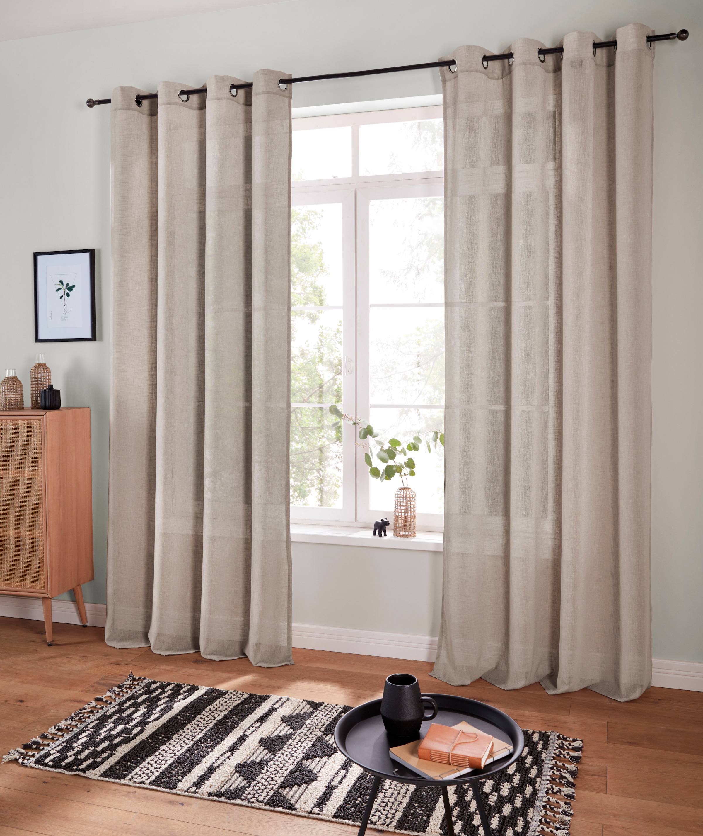 my home Gardine »Fiete« Ösen 1 Stk. tlg. Leinen Optik, monochrom, basic, pf günstig online kaufen