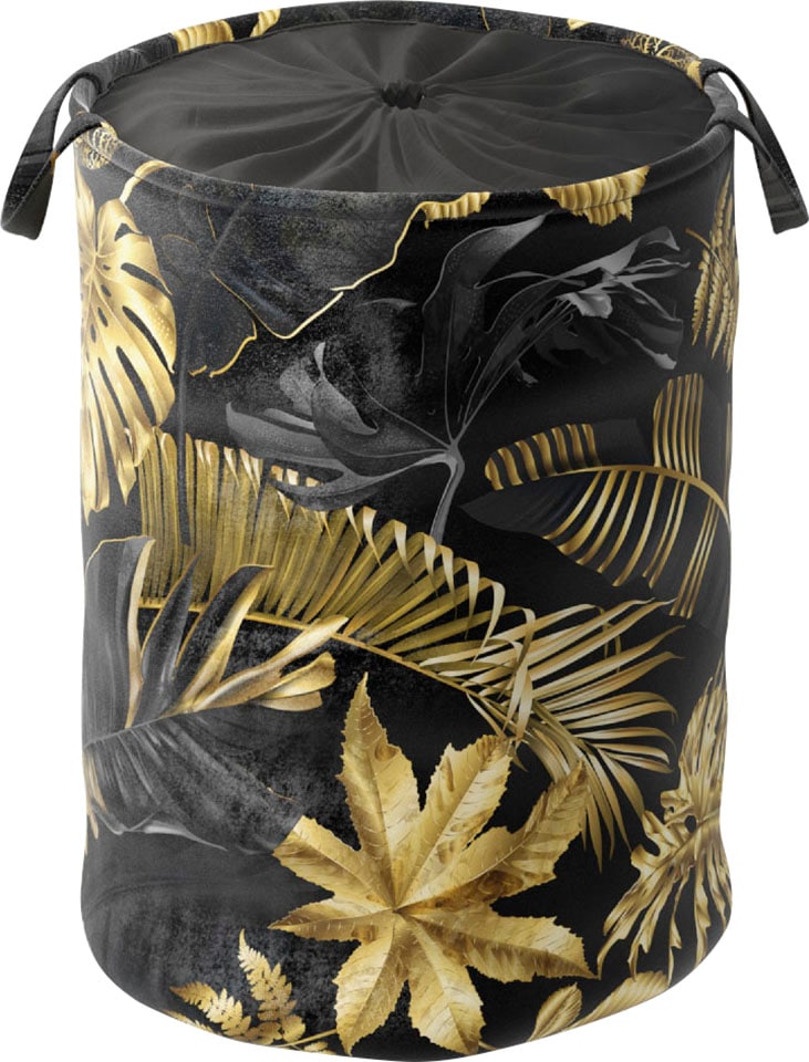 Sanilo Wäschekorb »Golden Leaves«, kräftige Farben, samtweiche Oberfläche,  mit Deckel auf Raten bestellen