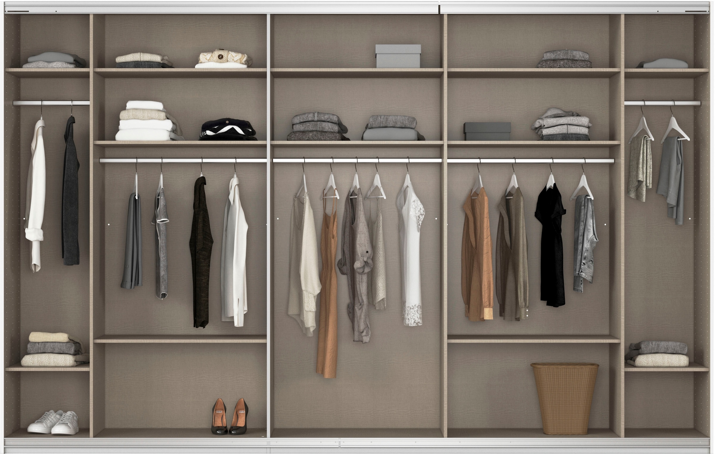 rauch Schwebetürenschrank »Kleiderschrank Schrank Garderobe AGORDO mit Glasfront«, durchdachte Innenausstattung, in 4 Breiten und 2 Höhen MADE IN GERMANY