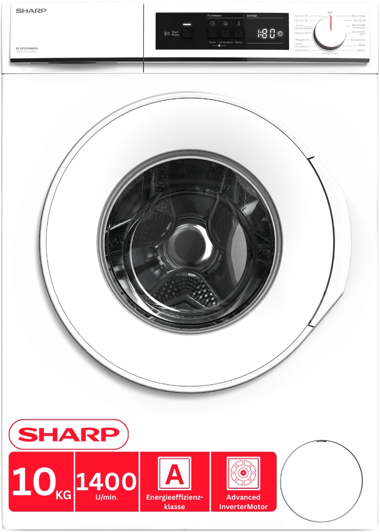 Sharp Waschmaschine »ES-NFA014WWNA-DE« 10 kg 1400 U/min
