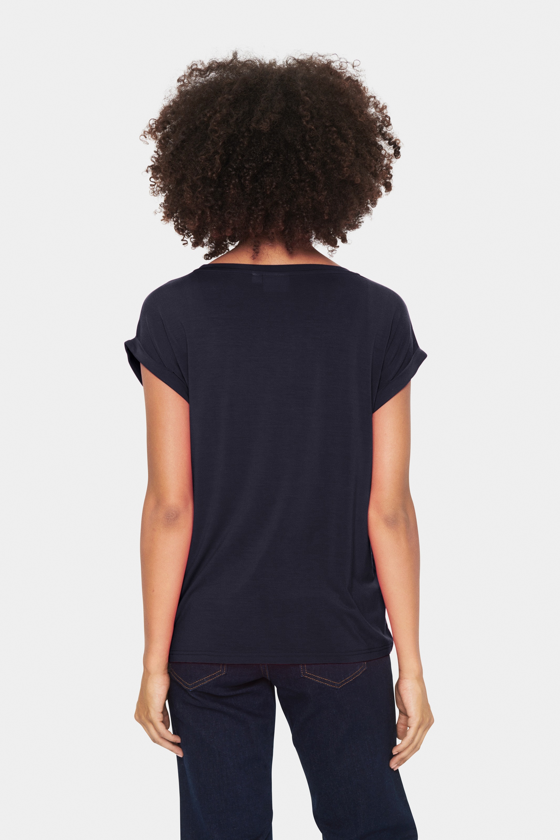 Saint Tropez Rundhalsshirt Basic in edler LYOCELL Qualität