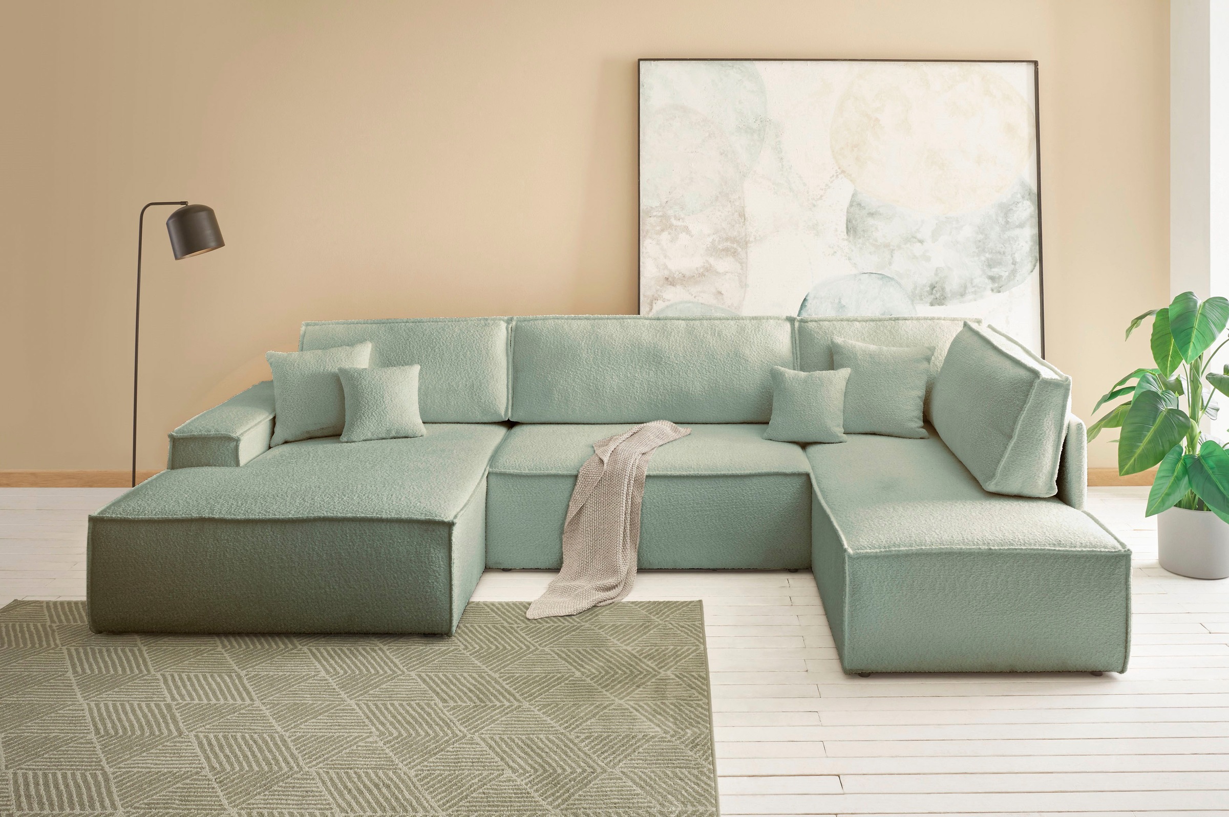 andas Wohnlandschaft »FINNLEY U-Form XXL 329 cm, Schlafsofa, Schlaffunktion günstig online kaufen