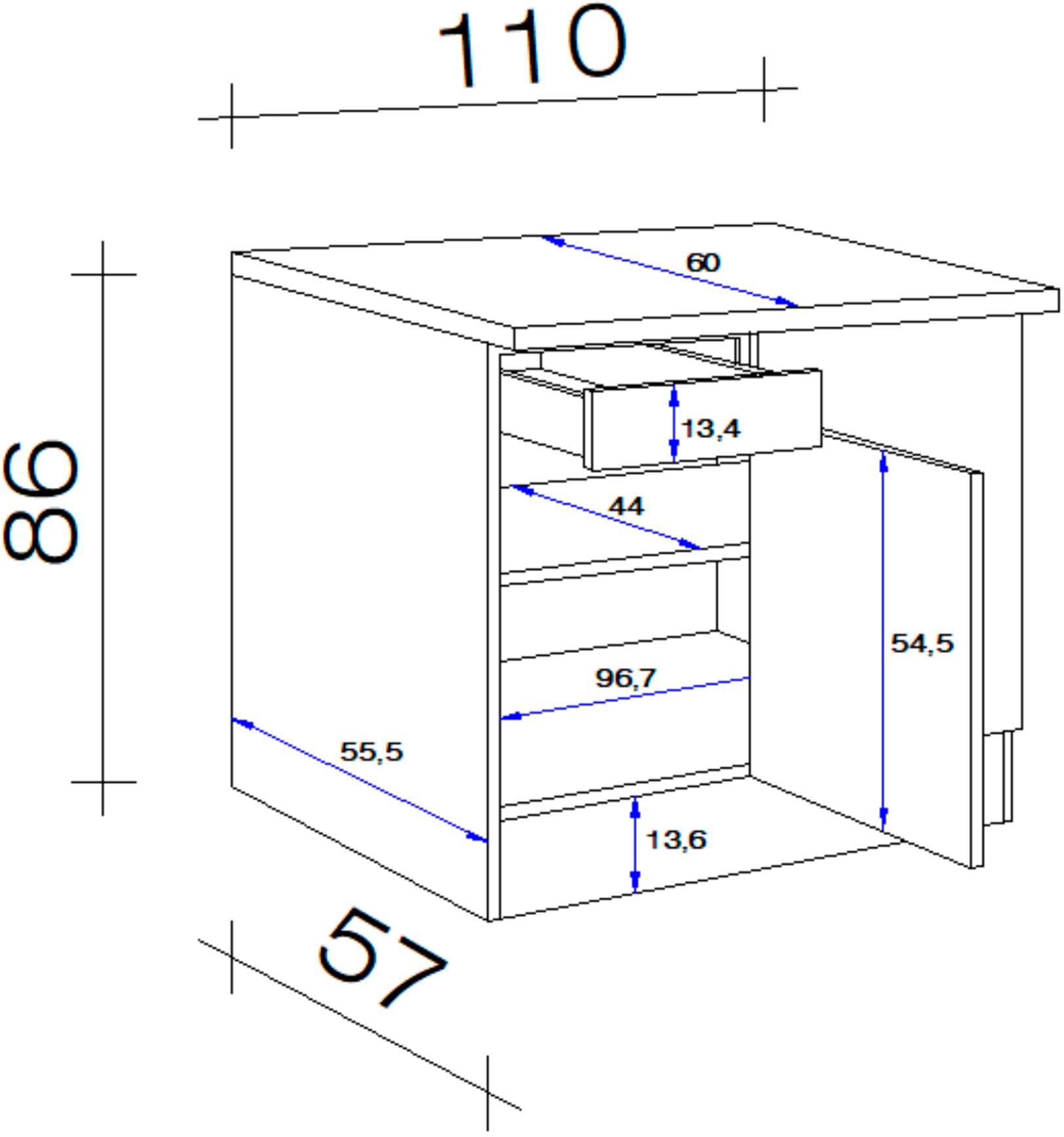 Flex-Well Eckunterschrank »Nepal«, (B x H x T) 110/60 x 86 x 60 cm