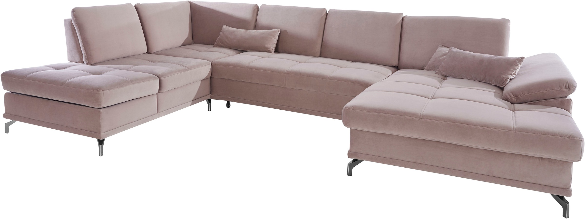 Places of Style Wohnlandschaft »Costello U-Form, B: 363 cm mit Sitztiefen-, Armteilverstellung &«, 3 Nierenkissen, optional Bettfunktion & Bettkasten