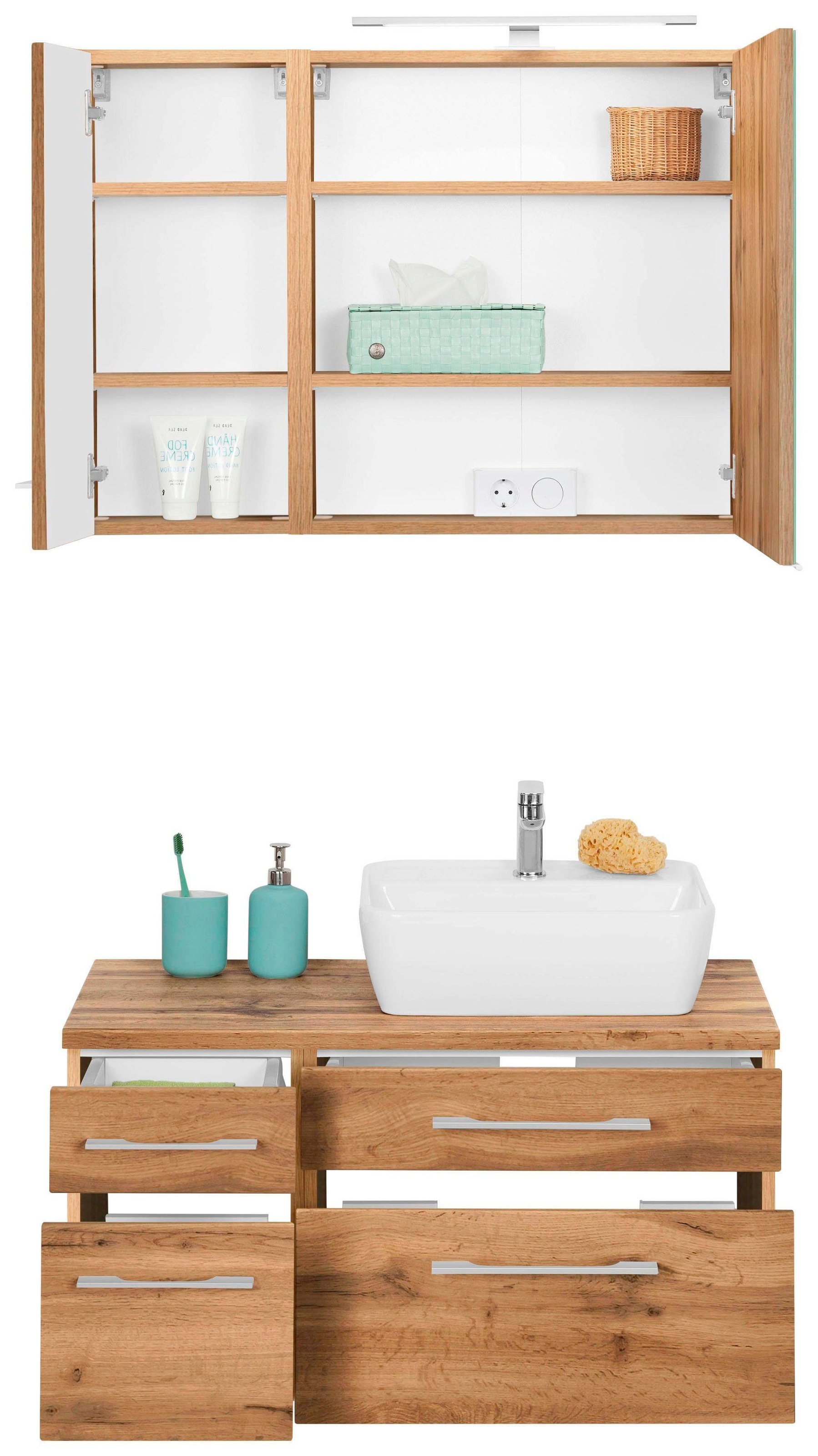 welltime Badmöbel-Set »Davos« 3 Stk. tlg. Breite 50 cm, mit extra Regal günstig online kaufen