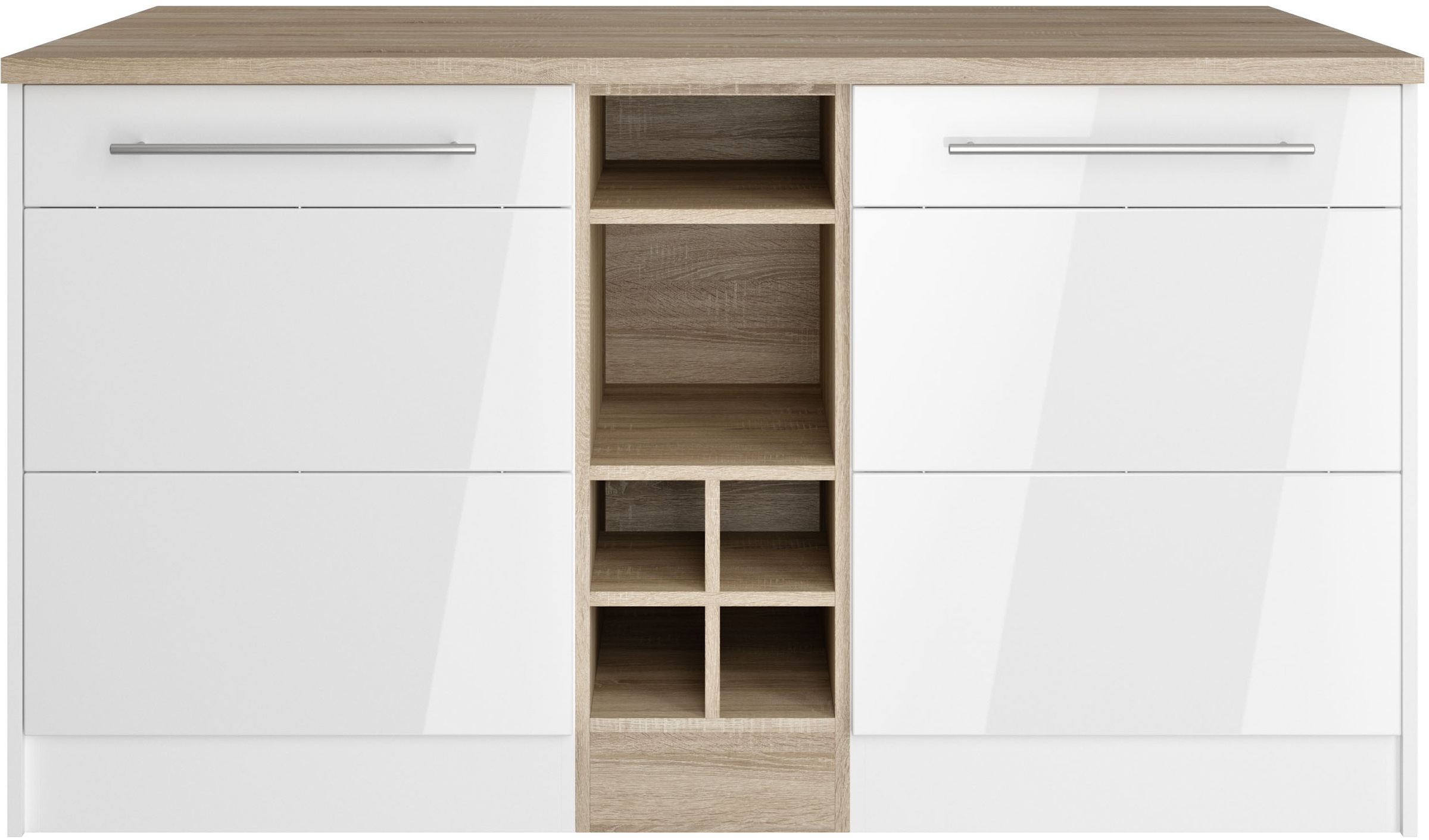 KOCHSTATION Kücheninsel "KS-Wien", Breite 153 cm, MDF-Fronten, Flaschenrega günstig online kaufen